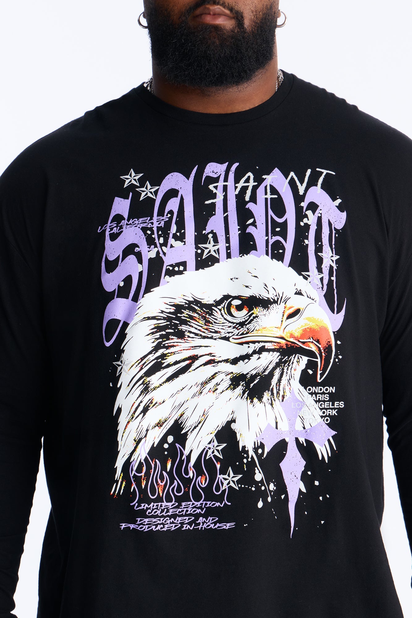 Saint Crosses Long Sleeve Tee - Black