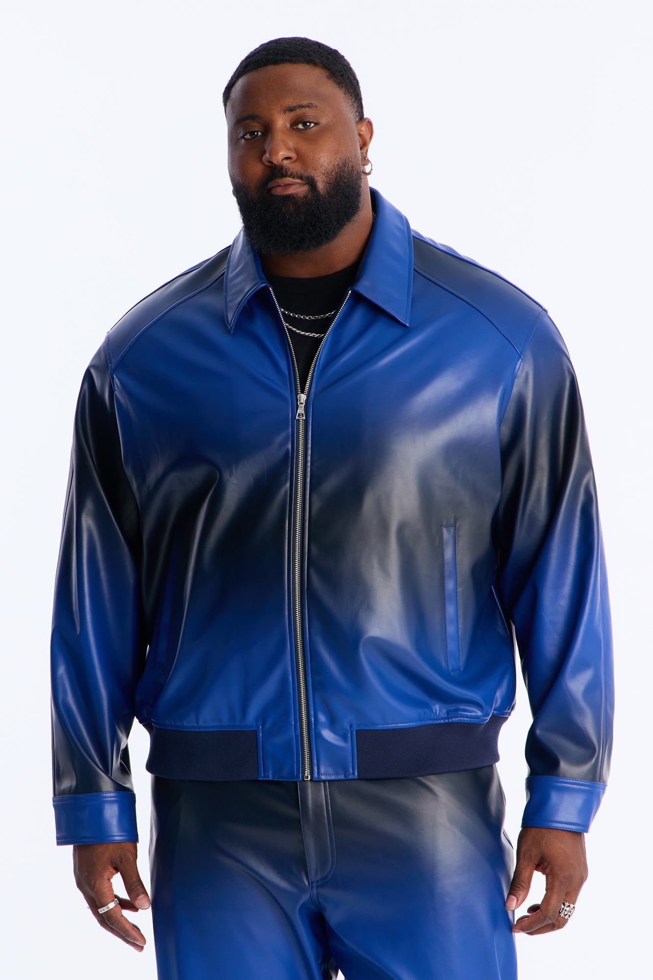 Relaxed Vintage Worn In Ombre Bomber Jacket - Blue