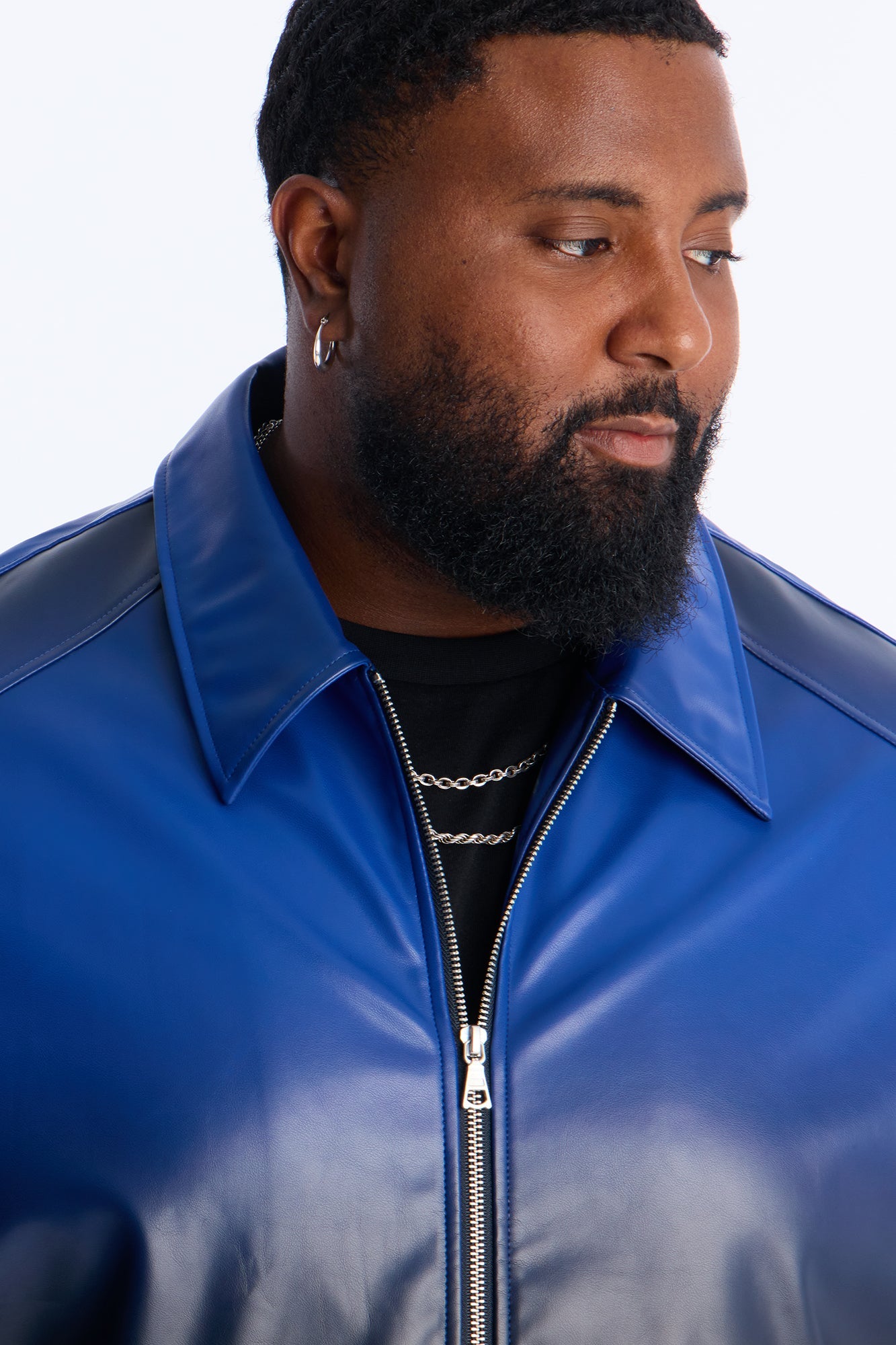 Relaxed Vintage Worn In Ombre Bomber Jacket - Blue