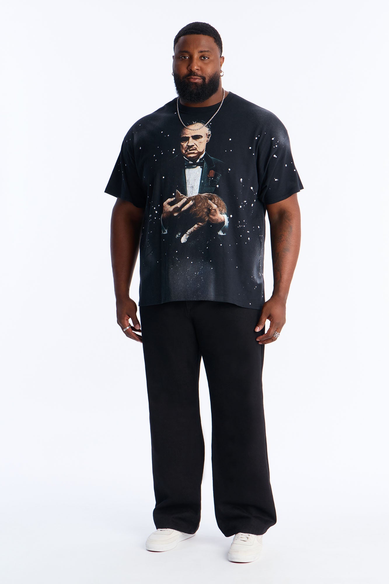 The Godfather Paint Splatter Short Sleeve Tee - Black Wash
