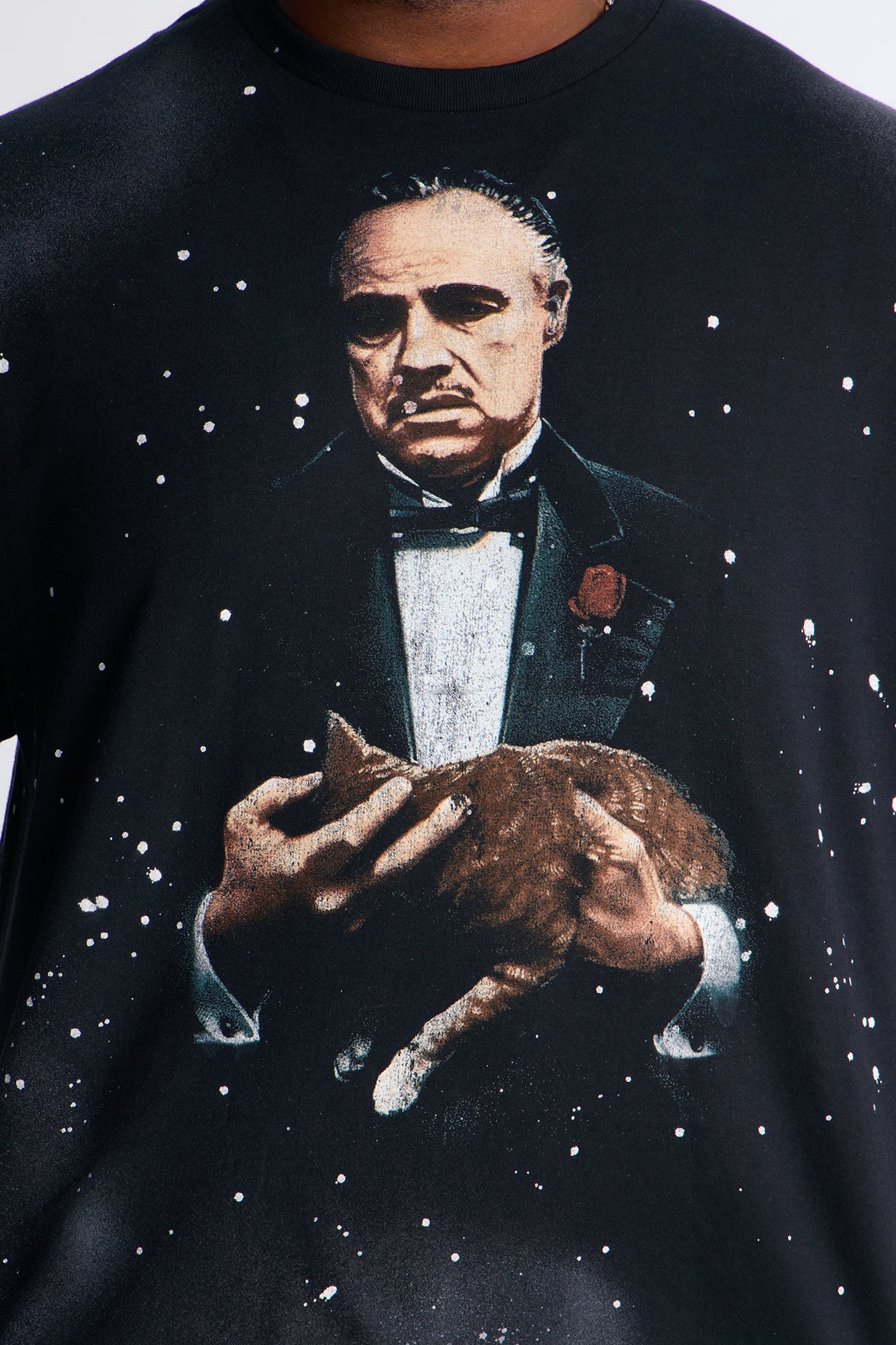 The Godfather Paint Splatter Short Sleeve Tee - Black Wash