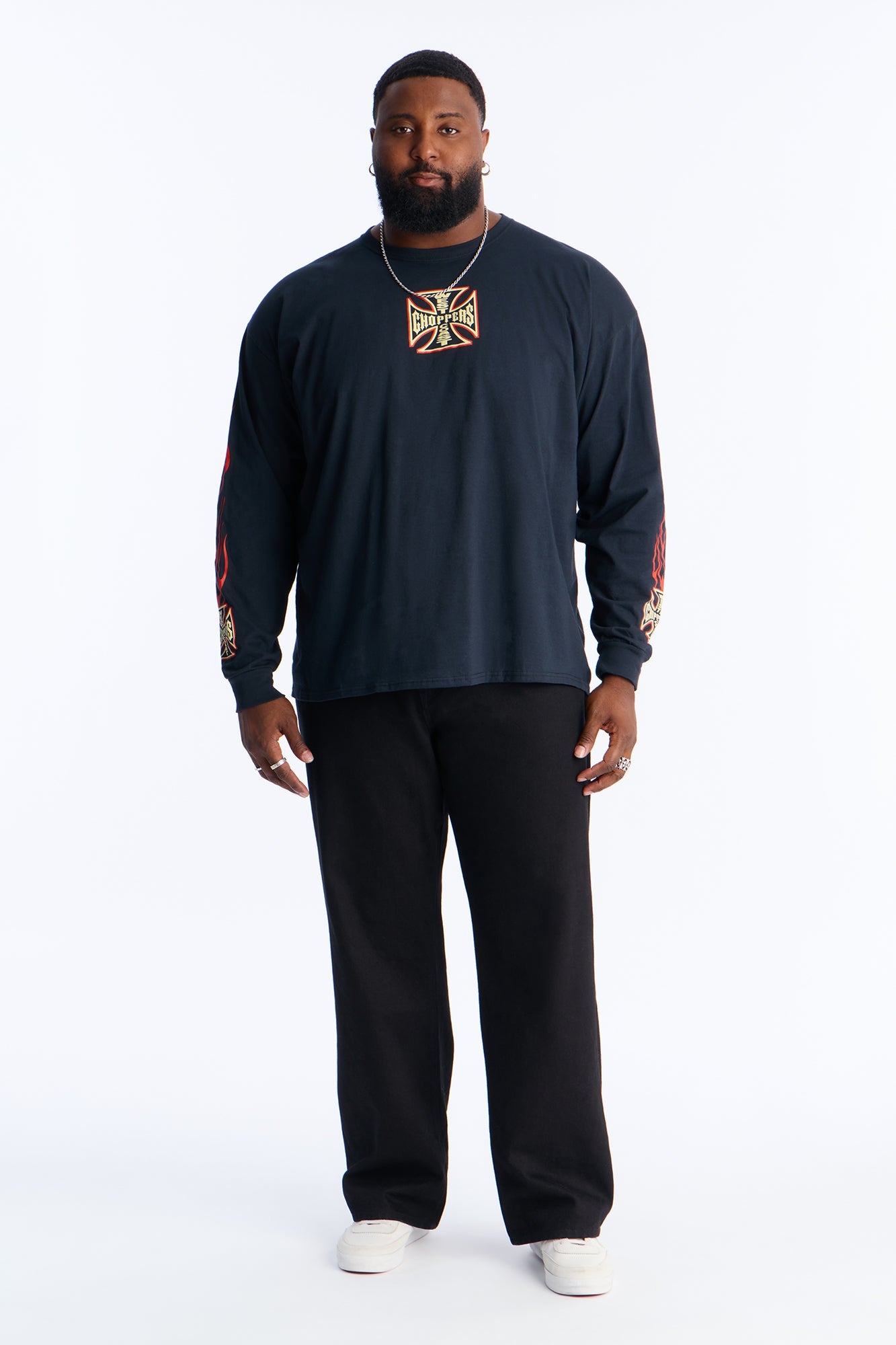 West Coast Choppers Flamed Long Sleeve Tee - Black
