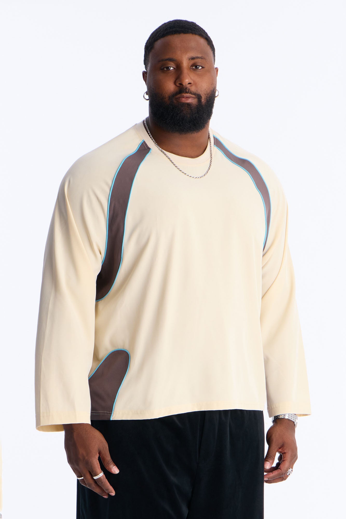 Contour Paneled Crew Shirt - Cream