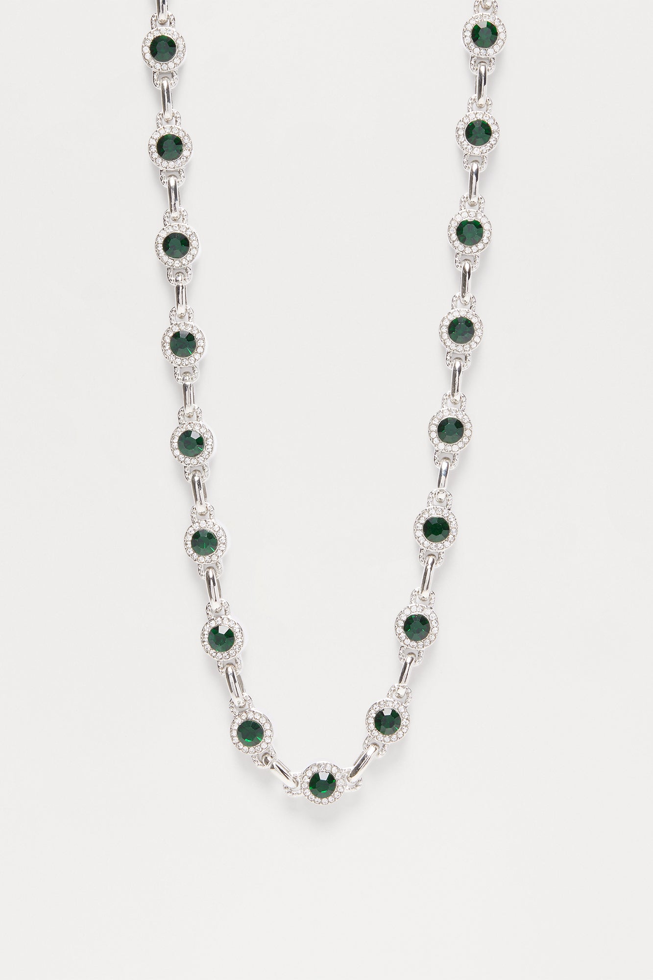 Iced Cluster Link Necklace - Silver