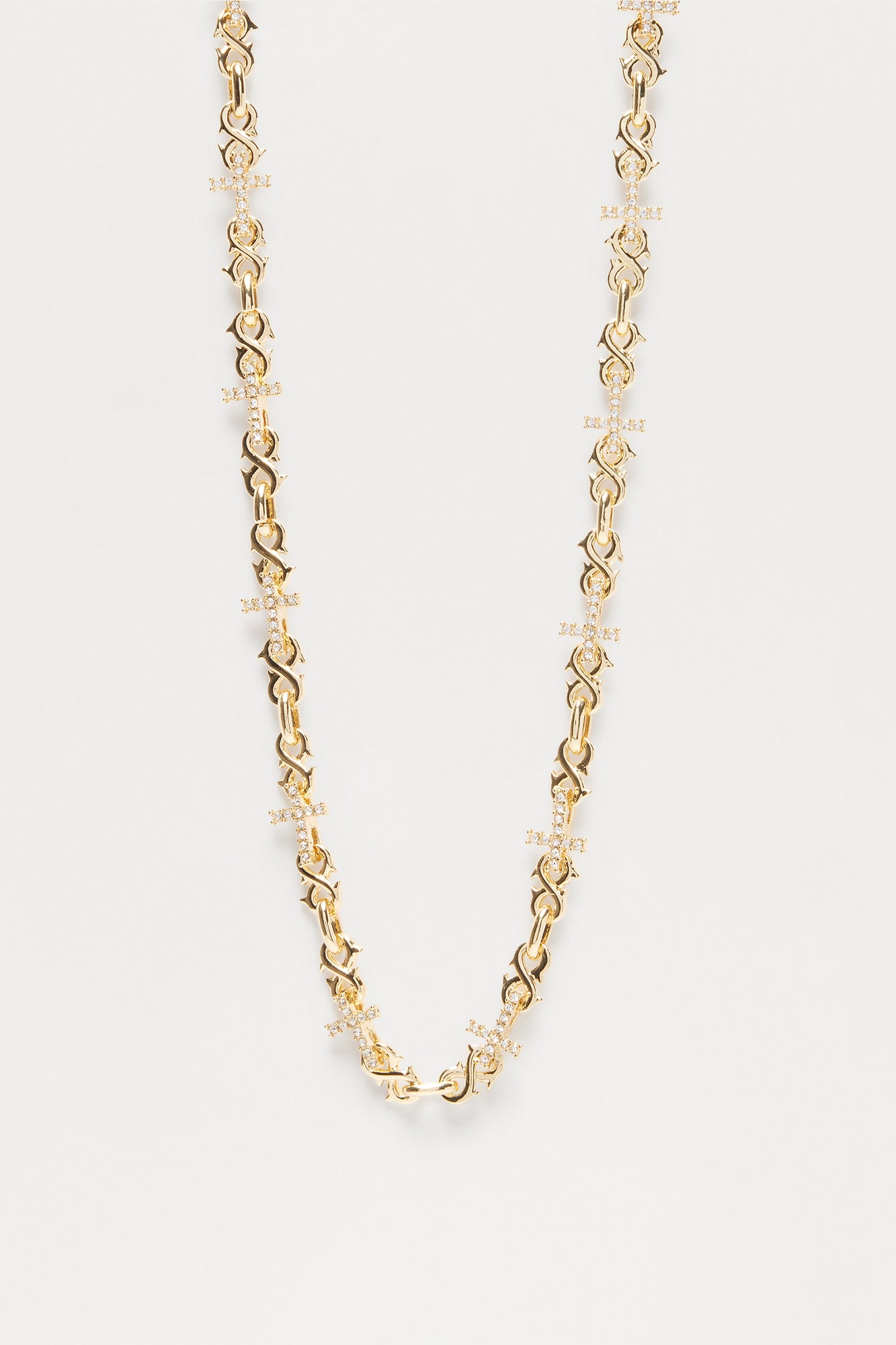 Iced Infinity Cross Link Necklace - Gold