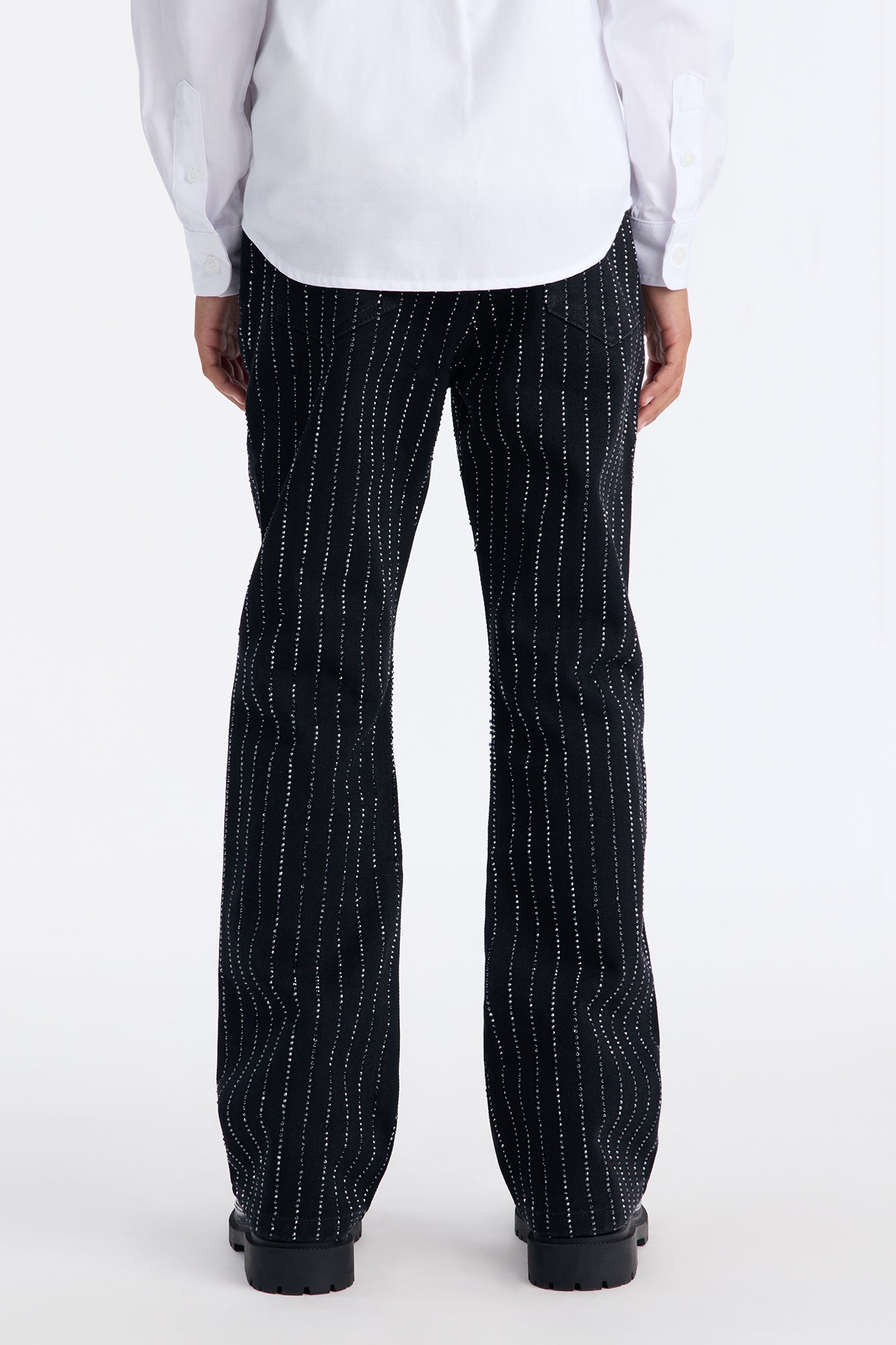 Mini Stacked Slim Flare Ice Me Out Jean - Black