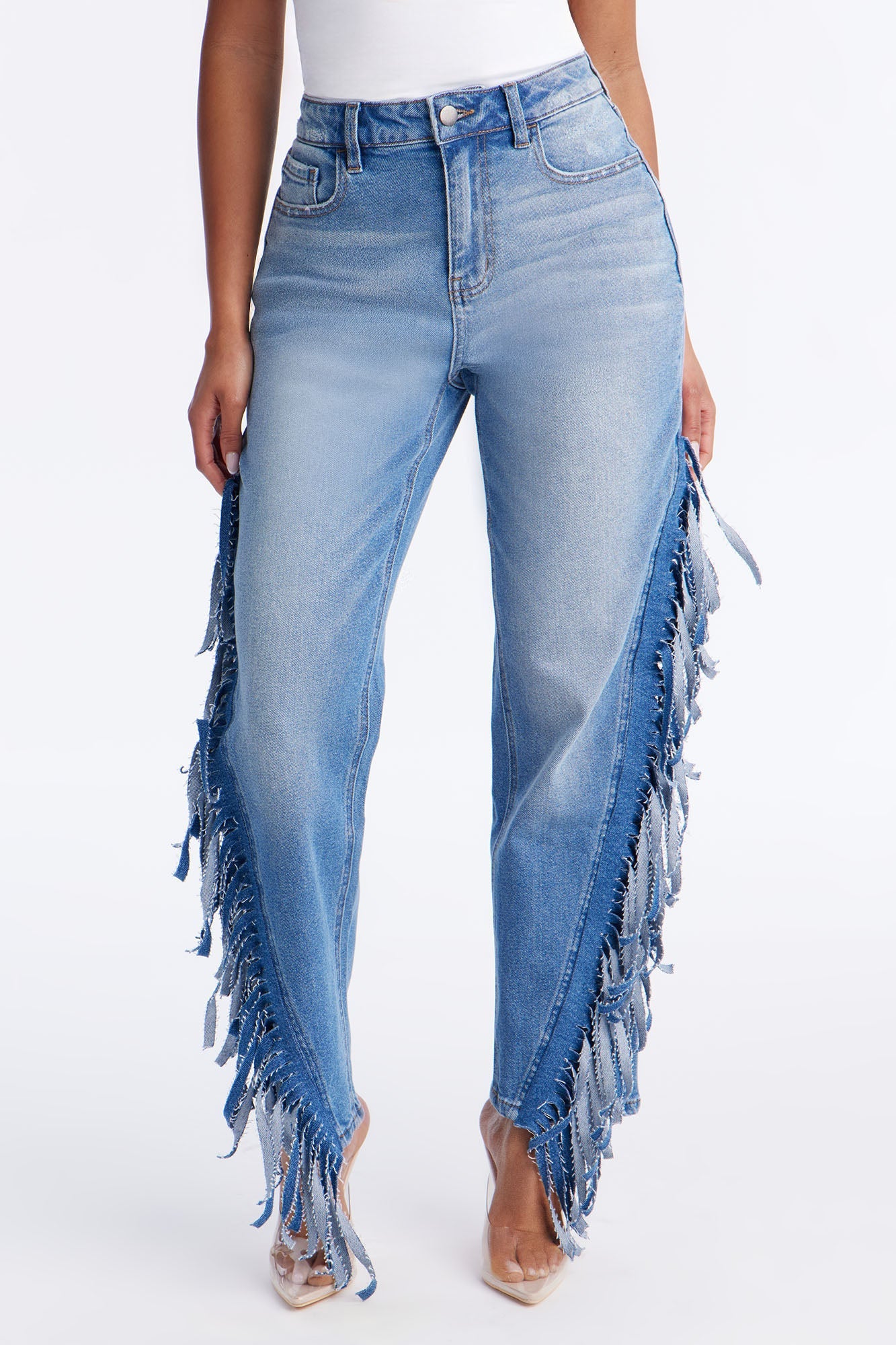 On The Fringe Jeans - Medium Wash