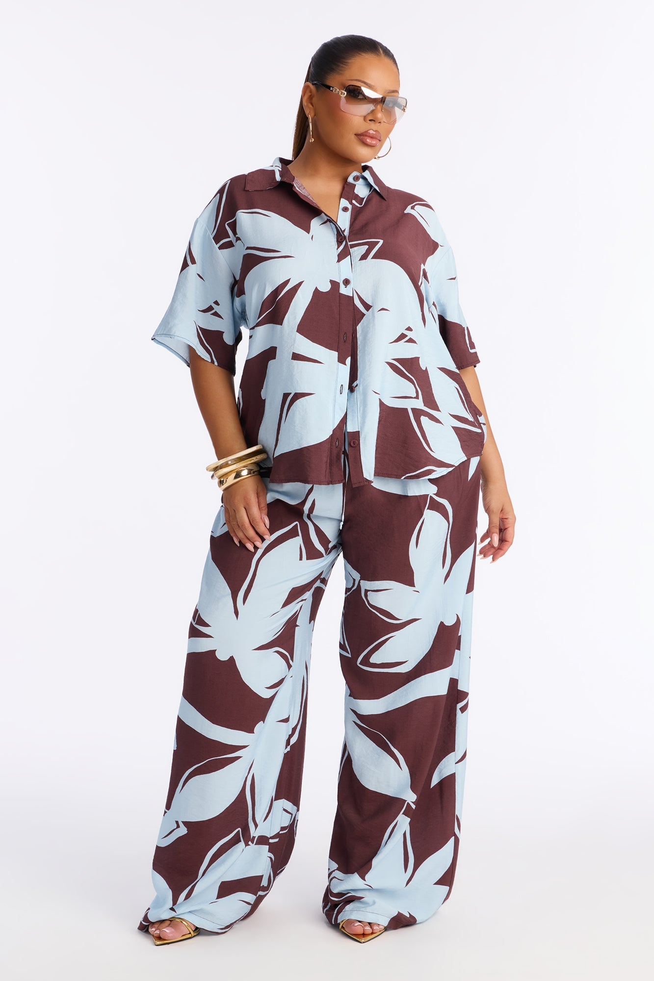 Ready For Vacay Wide Leg Pant Set - Brown