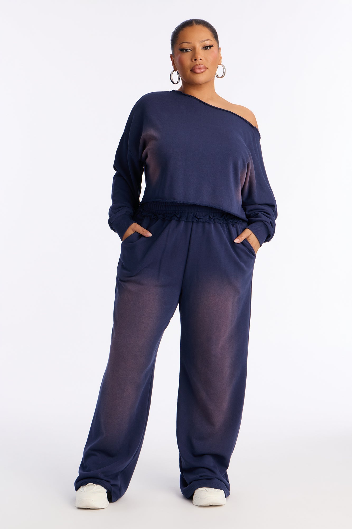 Effortless Fade Washed Pants - Navy