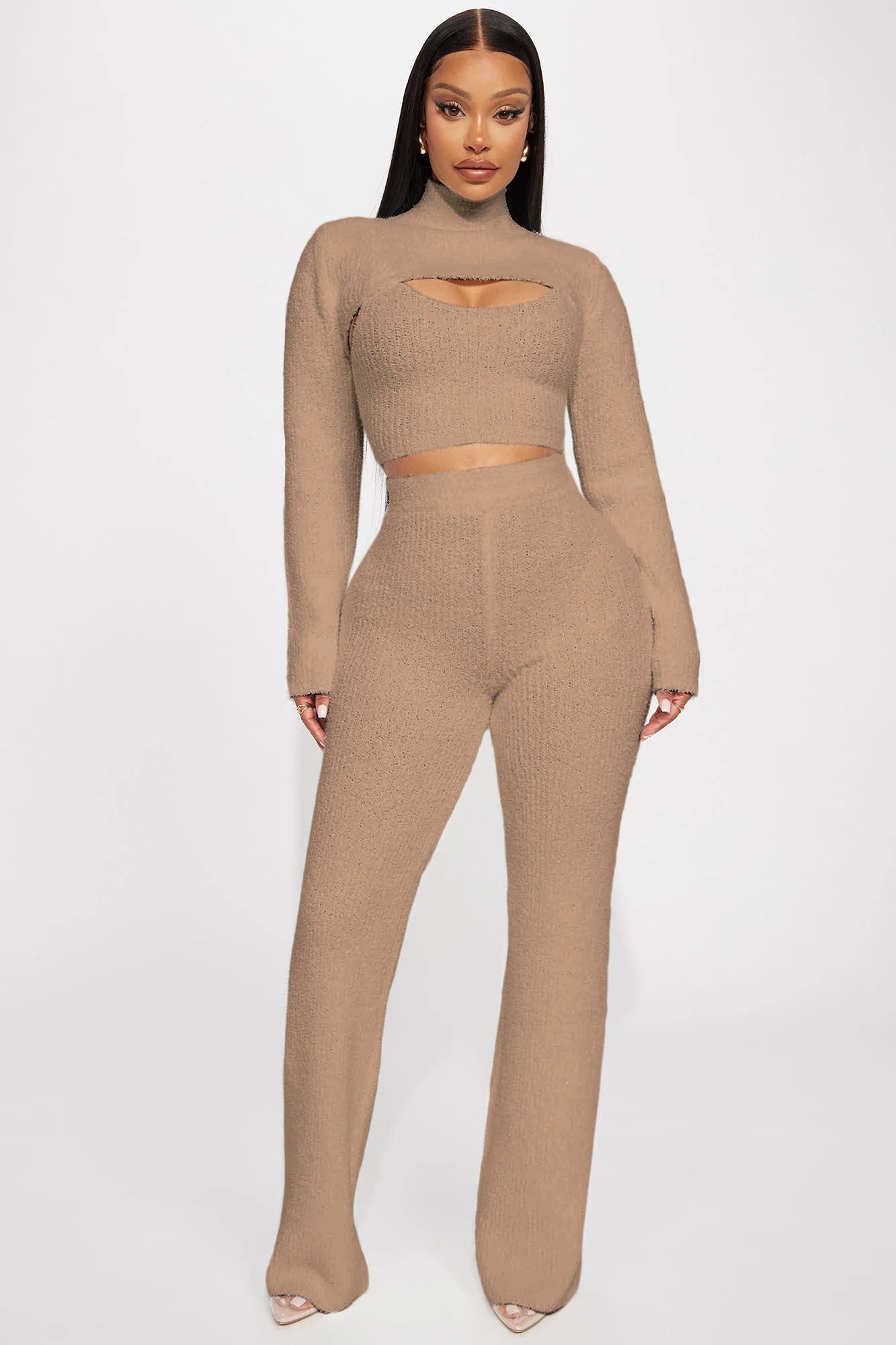 Feeling Cozy 3 Piece Pant Set - Taupe