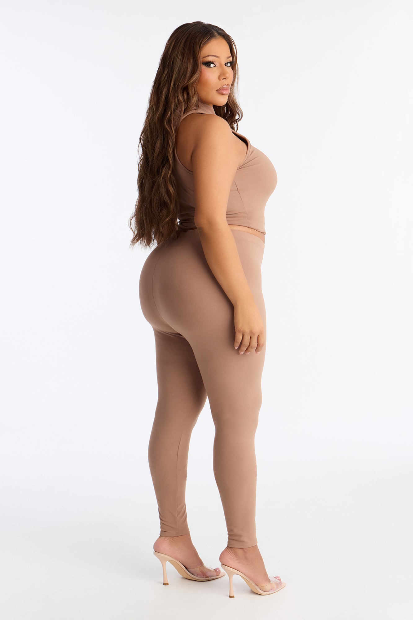 Kacey High Neck Pant Set - Mocha