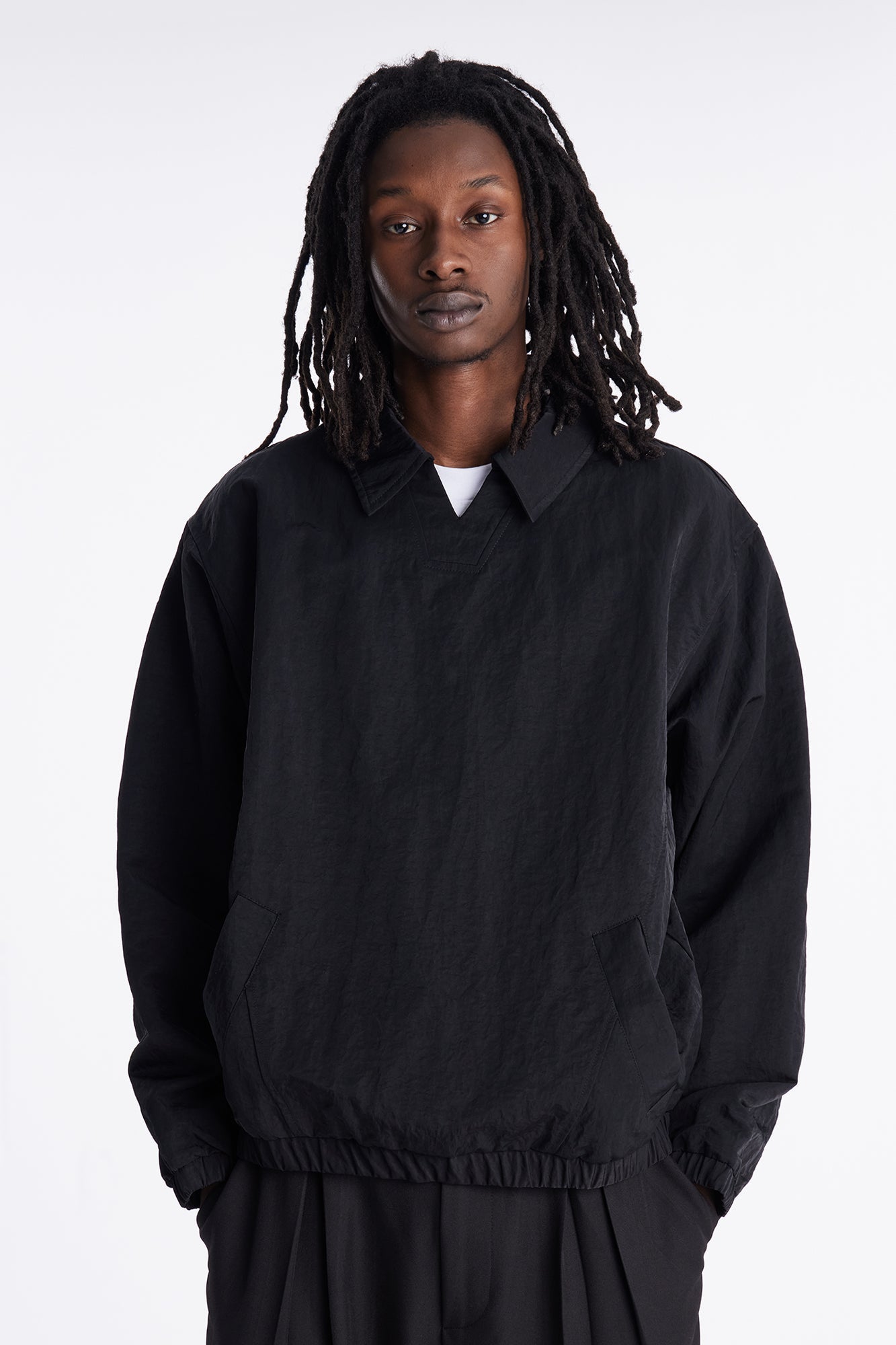 Collared Tech Optics Pull Over Jacket - Black