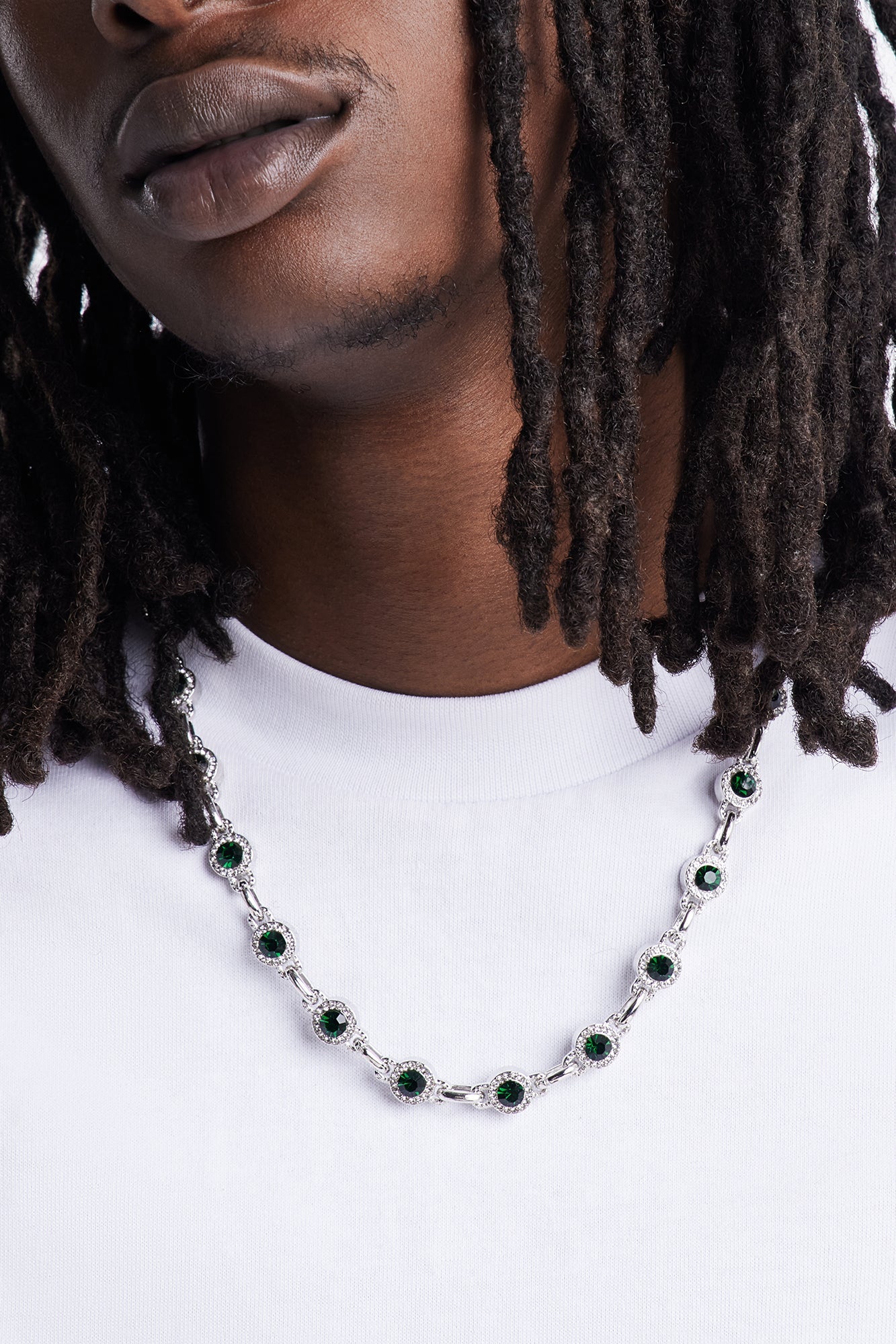 Iced Cluster Link Necklace - Silver