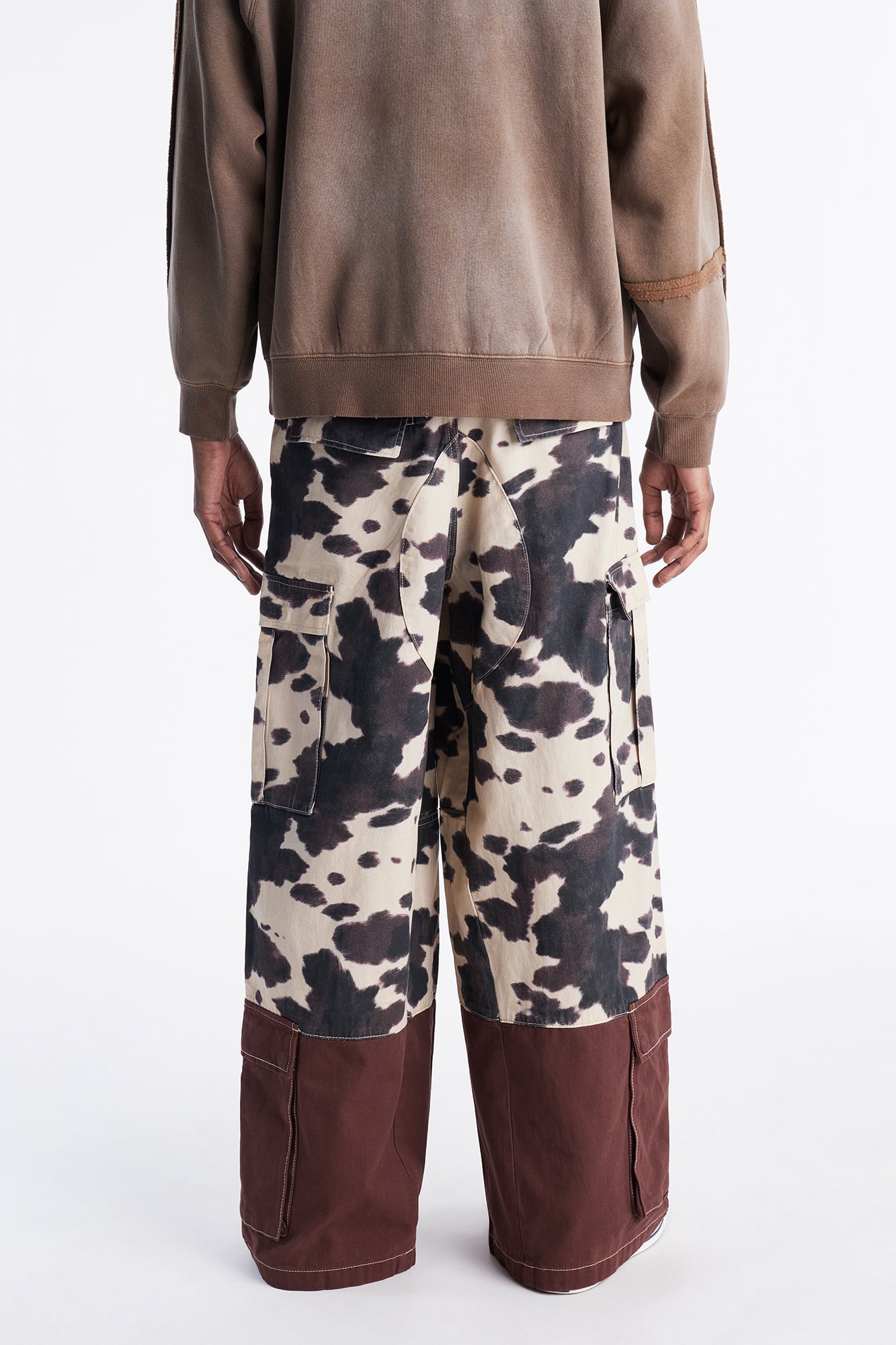 Wide Leg Mixed Worlds Cow Print Pant - Black/combo