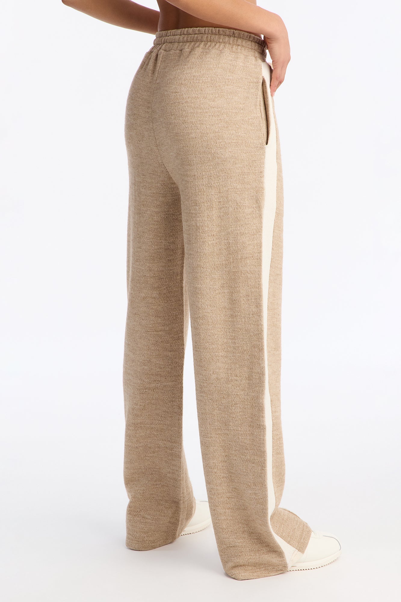 Sammy Knitwear Wide Leg Pant 32″ - Taupe/combo