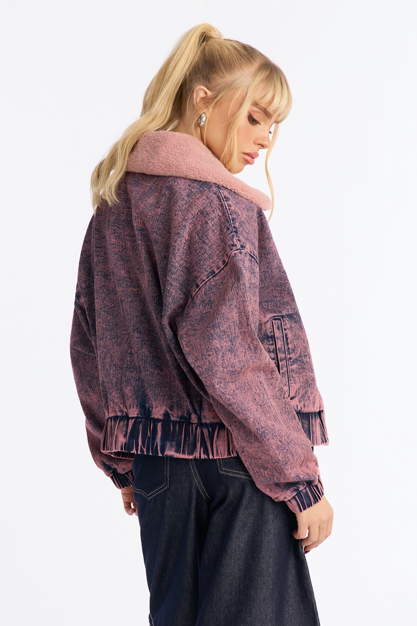 Love Potion Denim Bomber Jacket - Pink