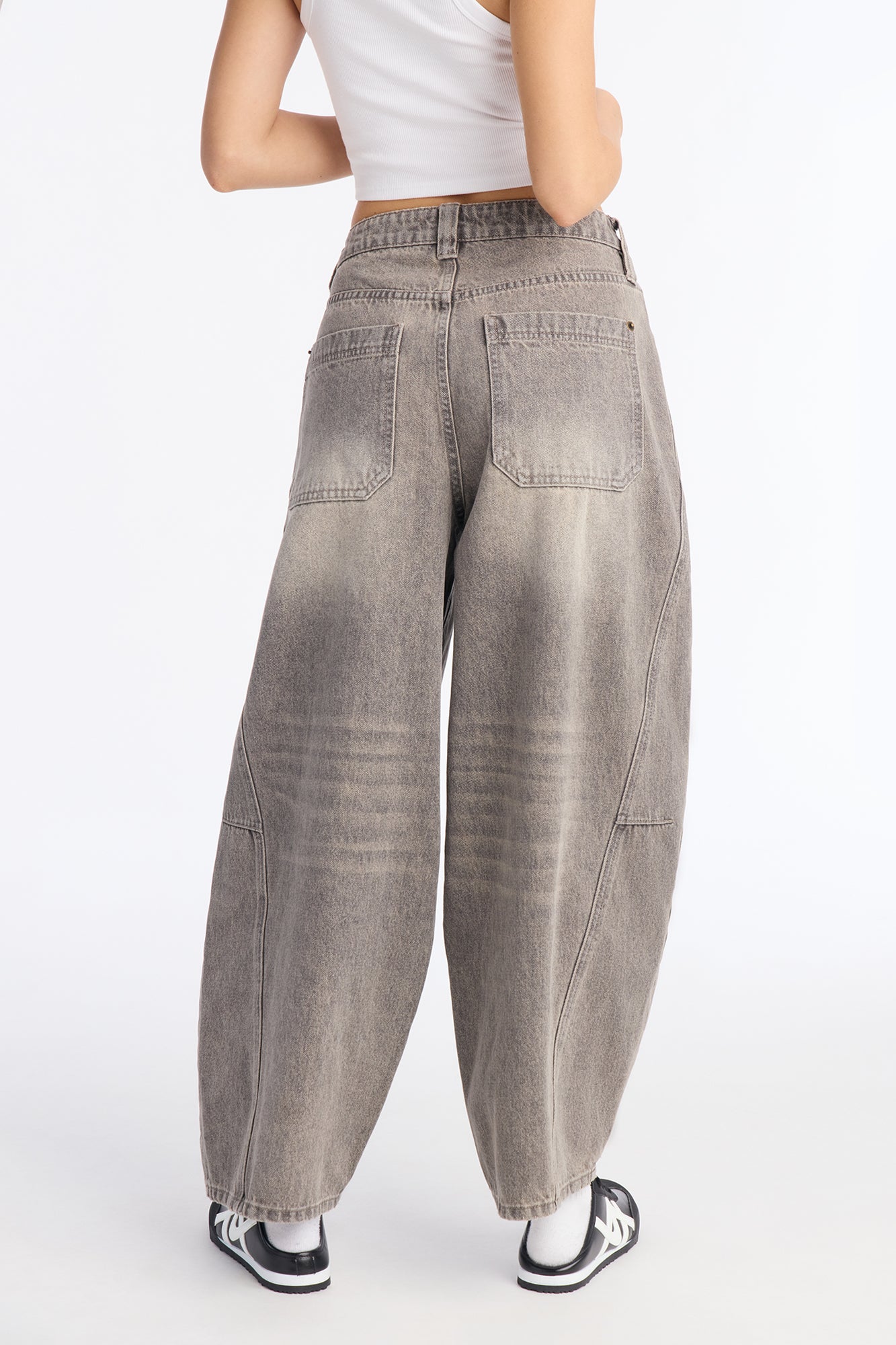 Big Up Baggy Barrel Leg Jeans - Acid Wash
