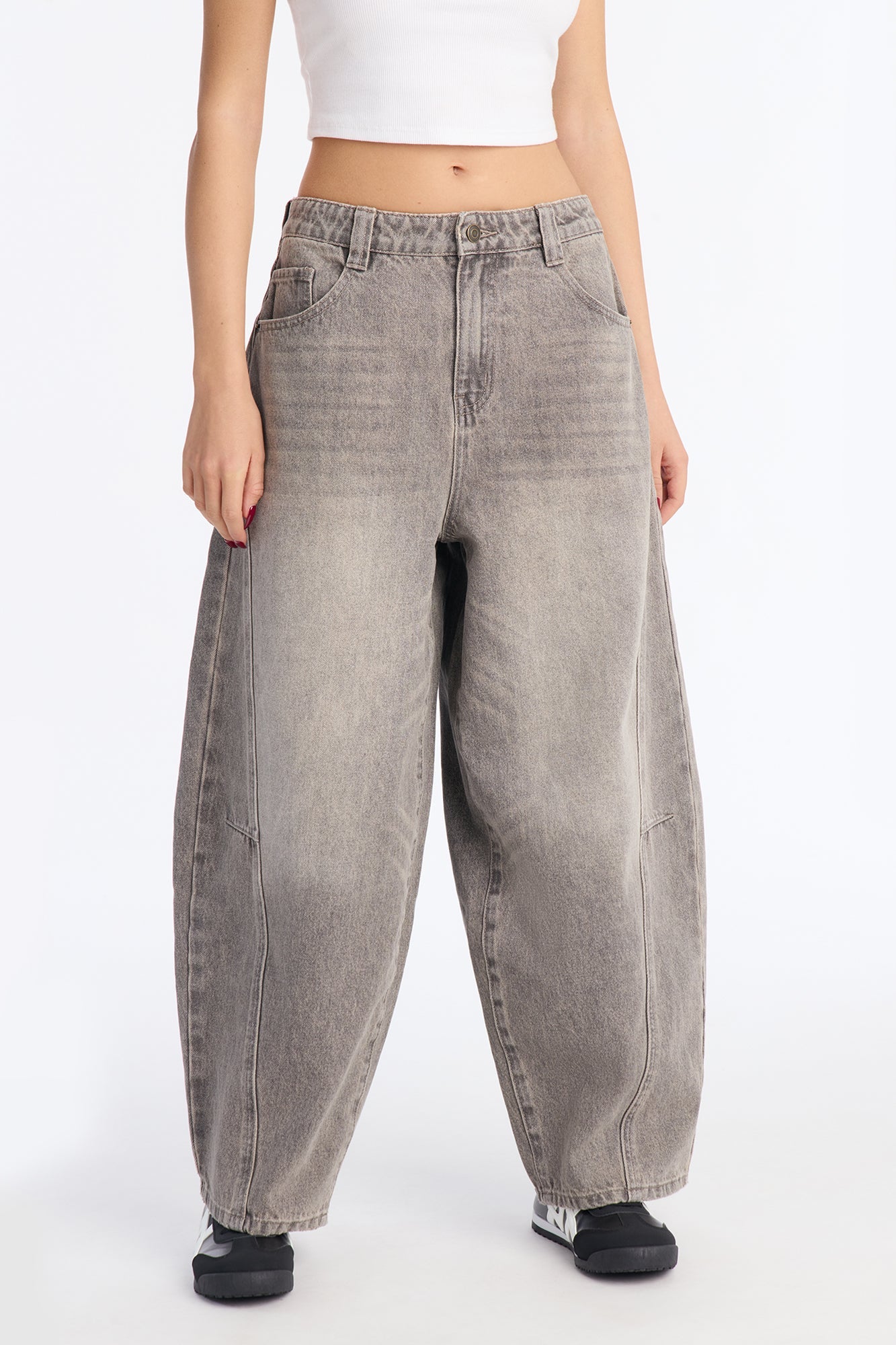 Big Up Baggy Barrel Leg Jeans - Acid Wash