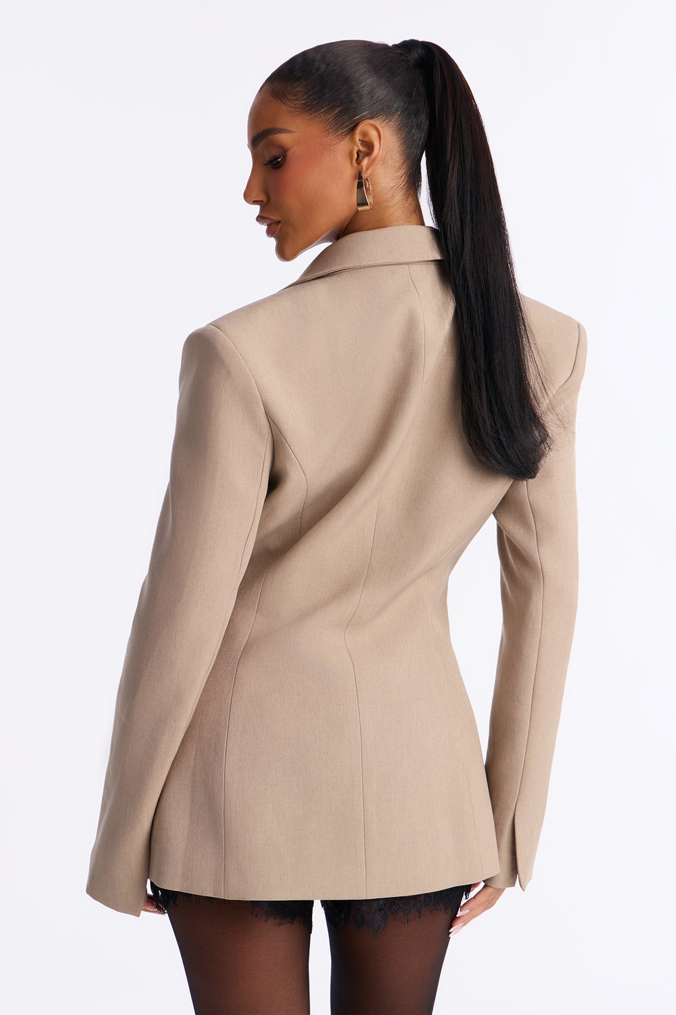 Hailey Hourglass Fitted Blazer - Stone