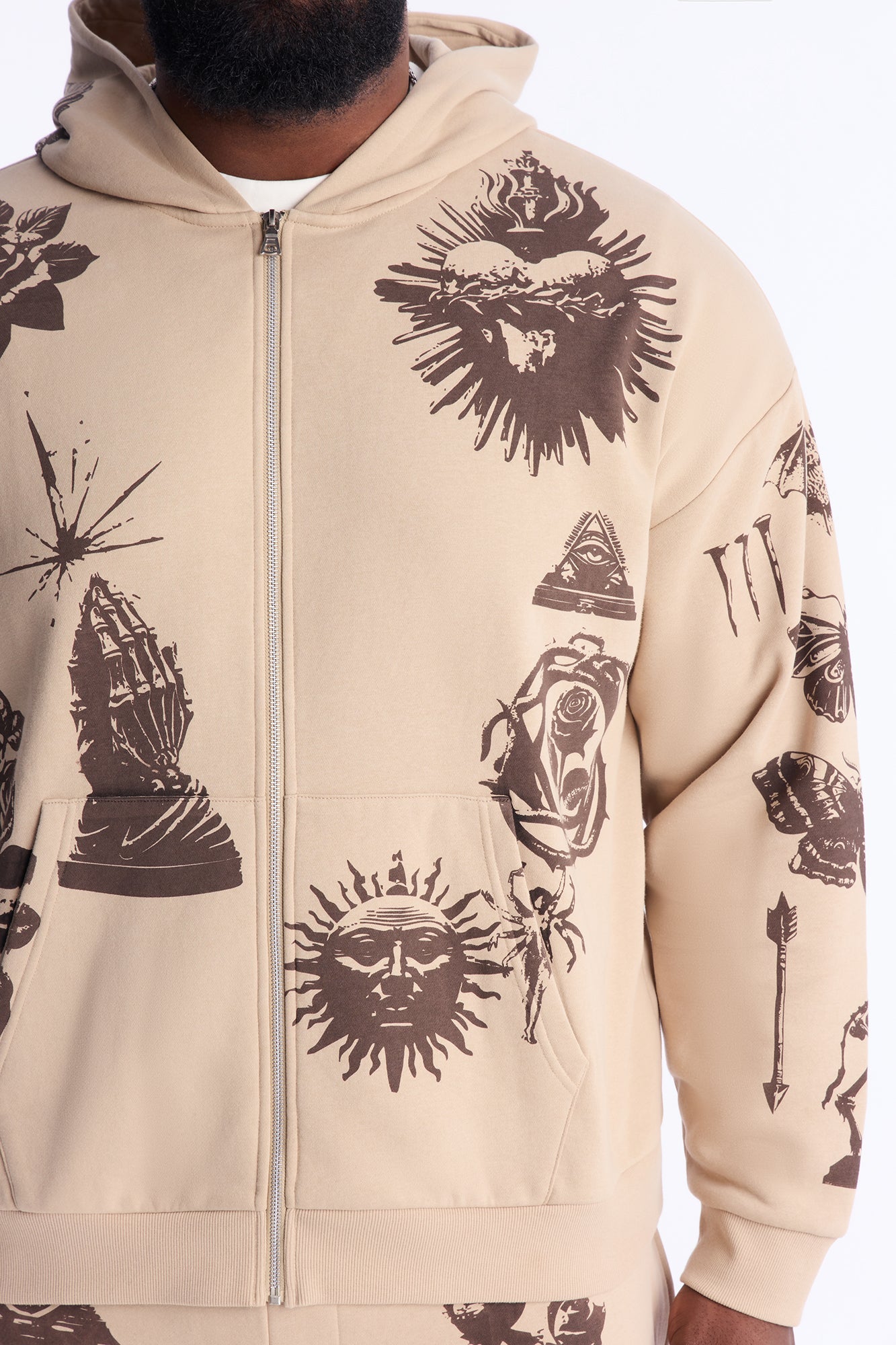 Rogue Culture Zip Up Hoodie - Taupe