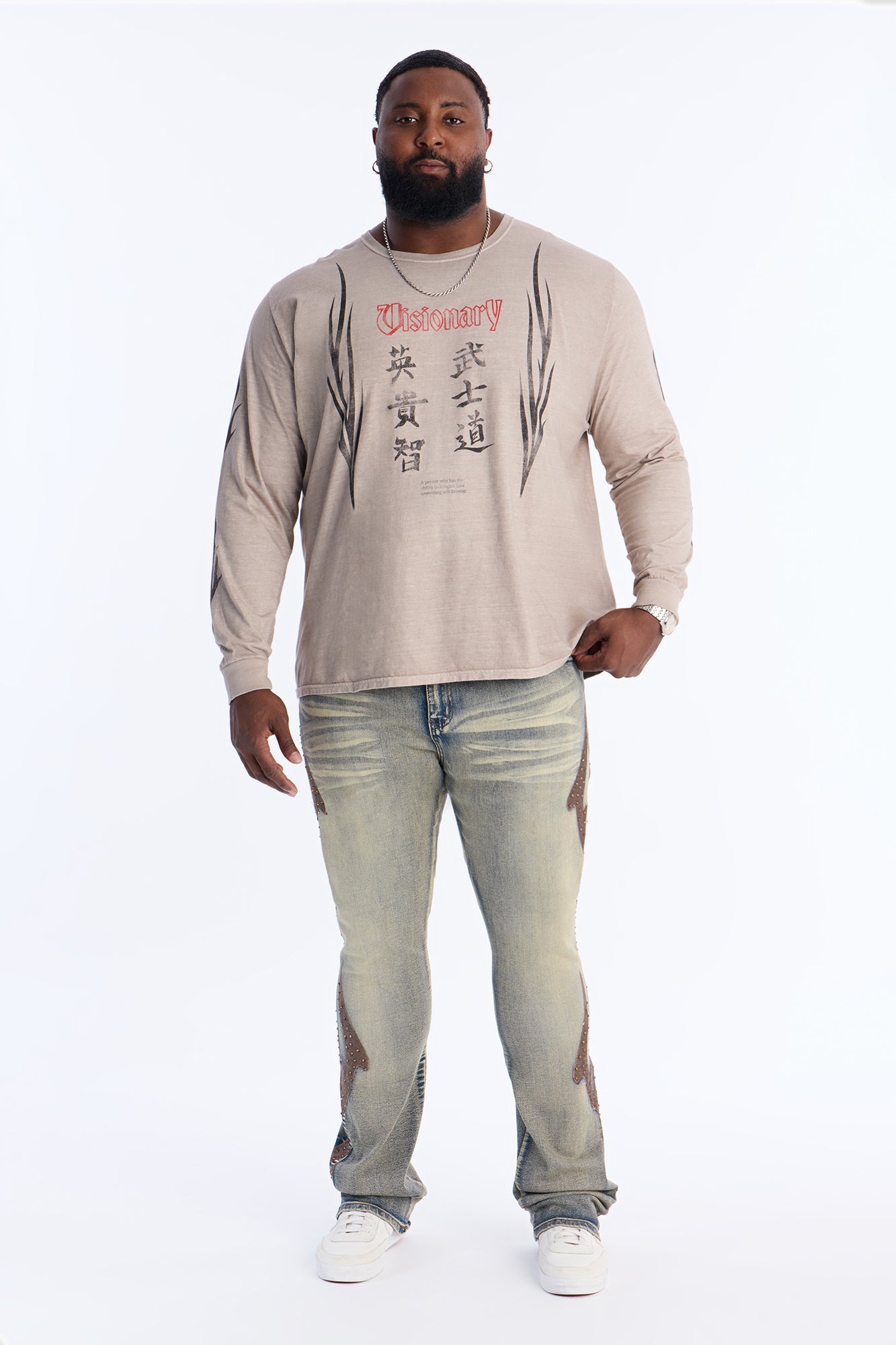 Flame It Up Stacked Slim Flare Distressed Jean - Light Wash