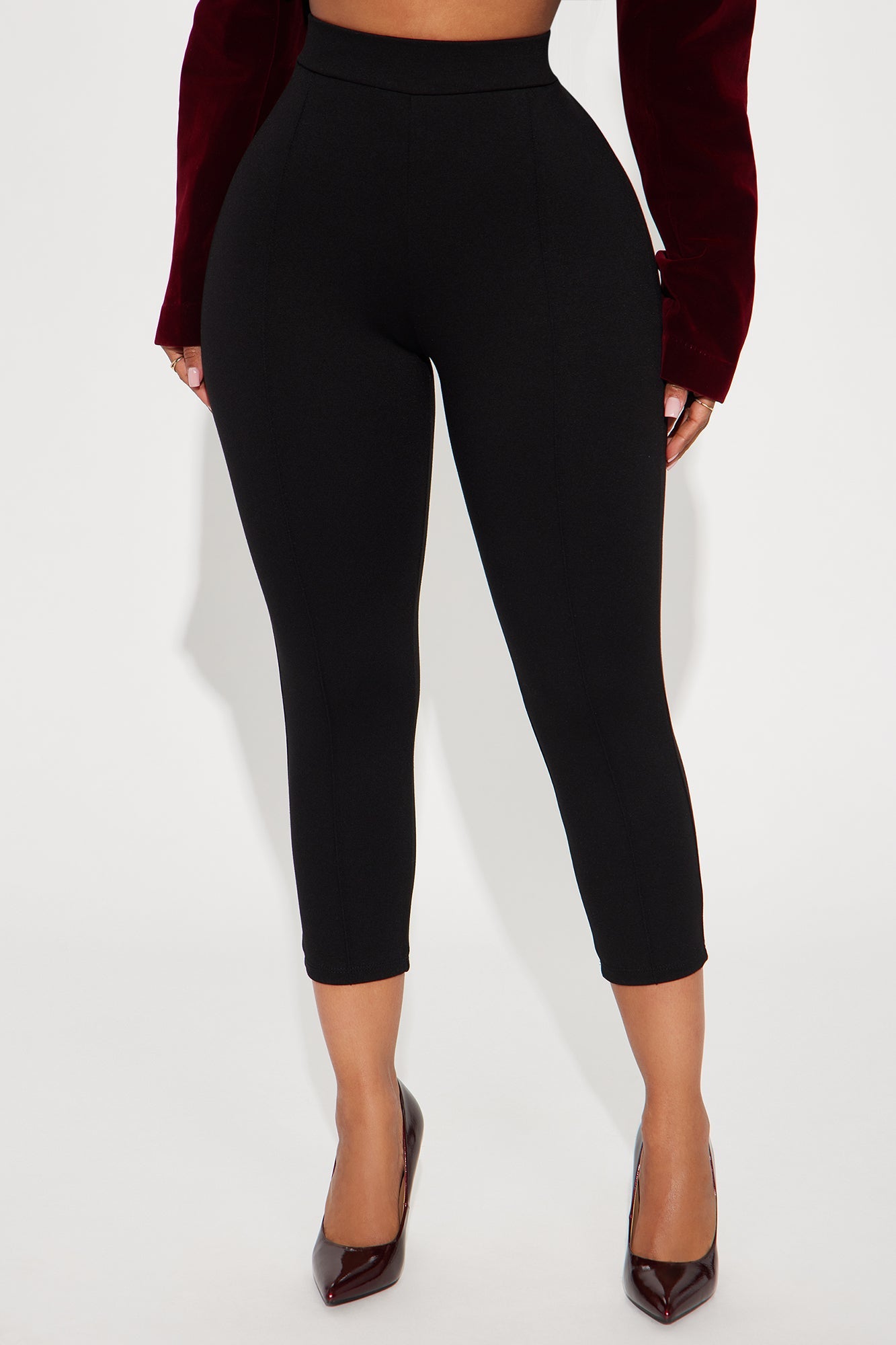 Daniella Pintuck Ponte Capri Legging - Black