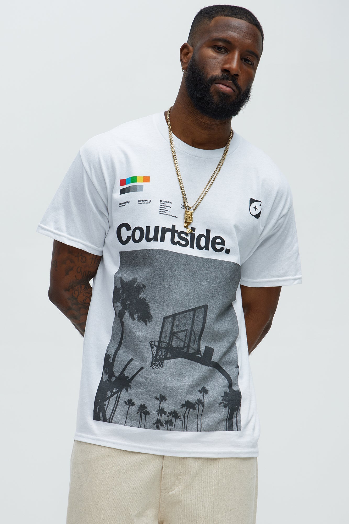 Courtside Palm Short Sleeve Tee - White