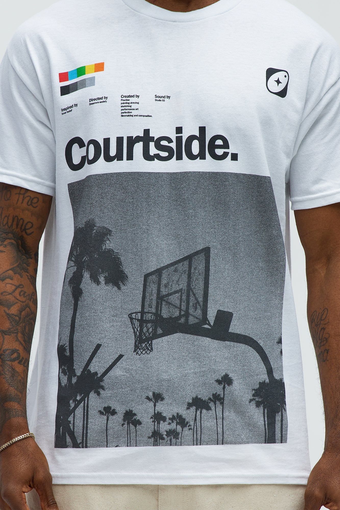 Courtside Palm Short Sleeve Tee - White