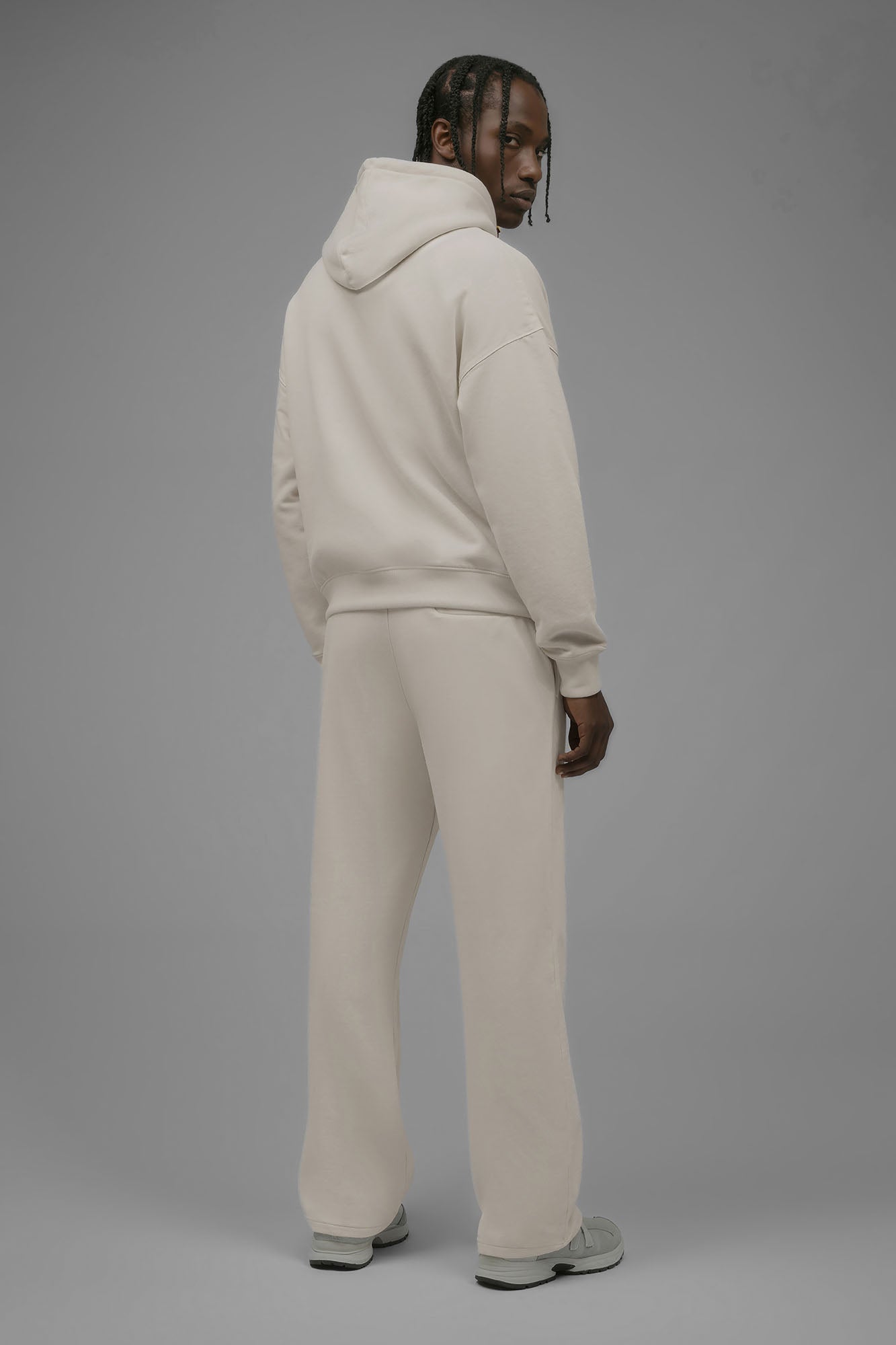 410 Oversized Cropped Zip Hoodie - Cream