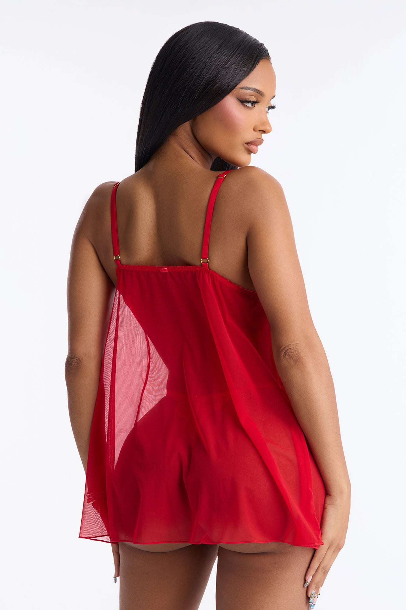 Take Me Under Sheer Mini Babydoll - Red