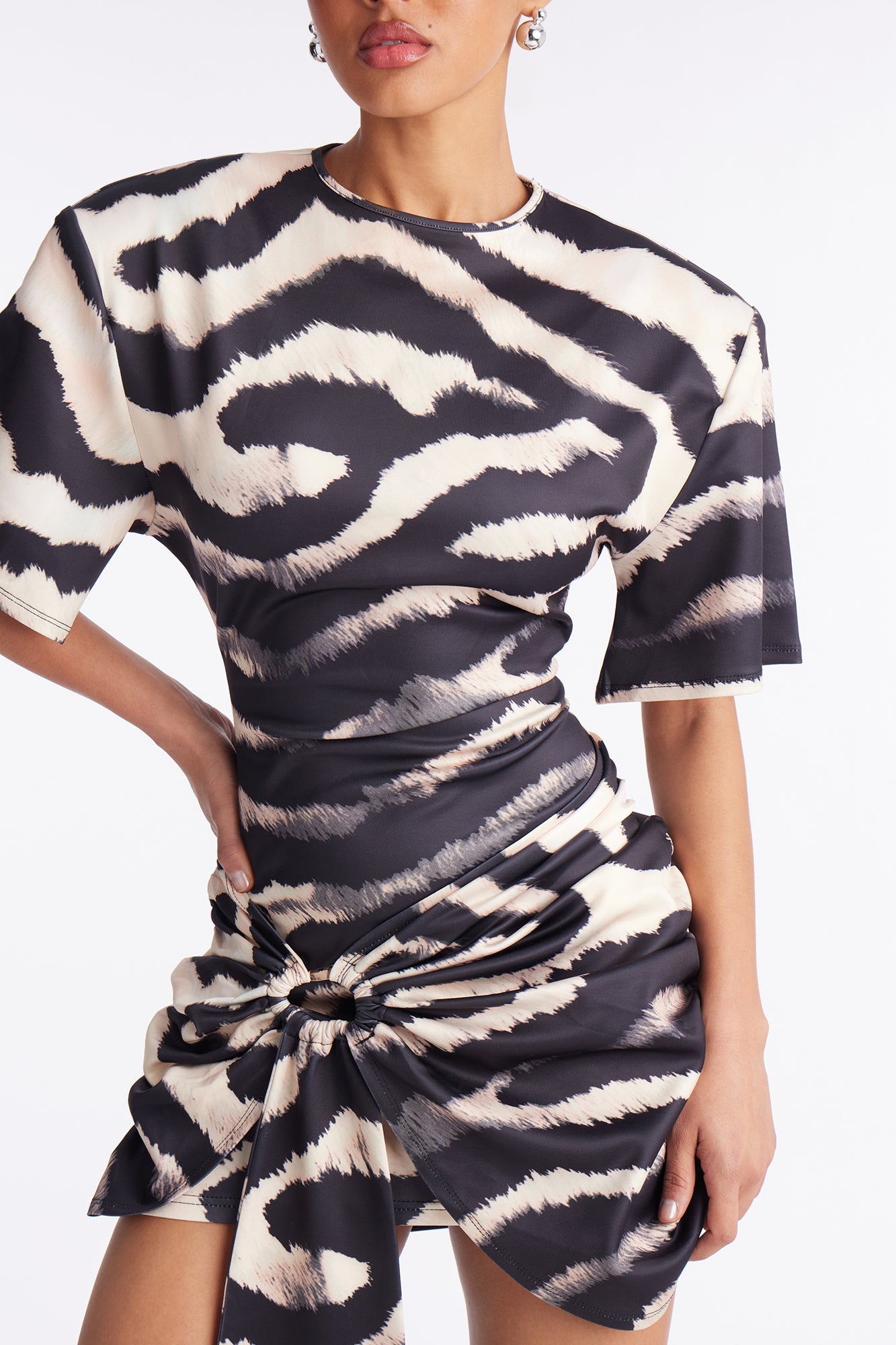 Catwalk Draped Scuba Mini Dress - Black/combo