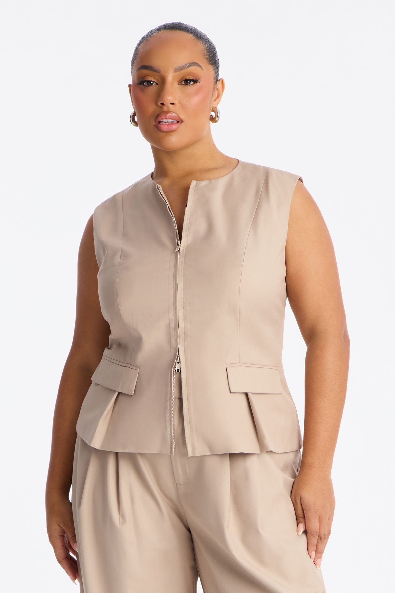 Valorie Vest Pant Set - Taupe