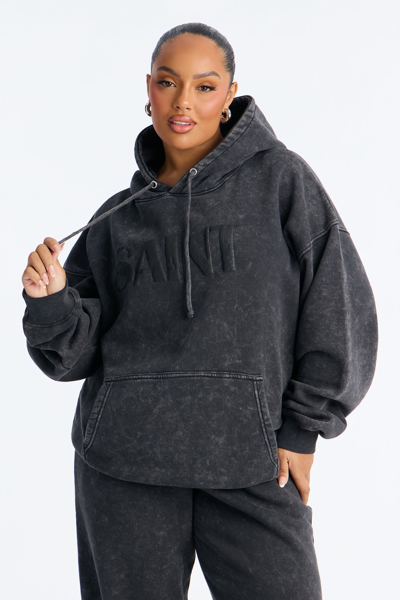 Saint Washed Fleece Hoodie Jogger Pant Set - Charcoal