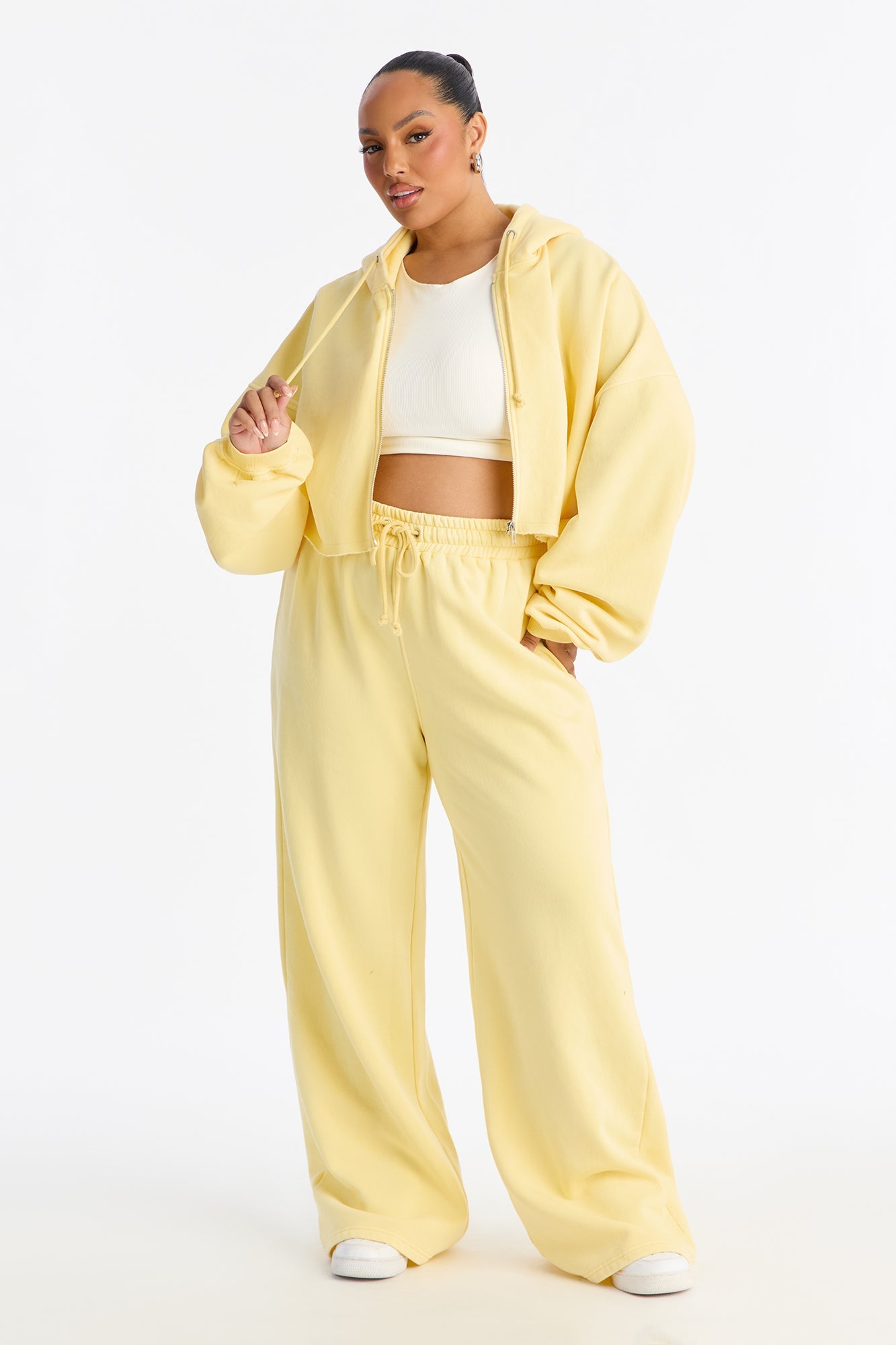 On The Go Fleece Pant Set - Yellow