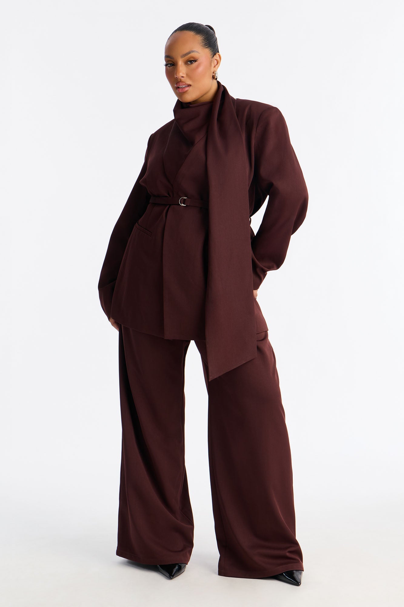 Not Your Secretary Crepe Trouser Pant 33″ - Wine