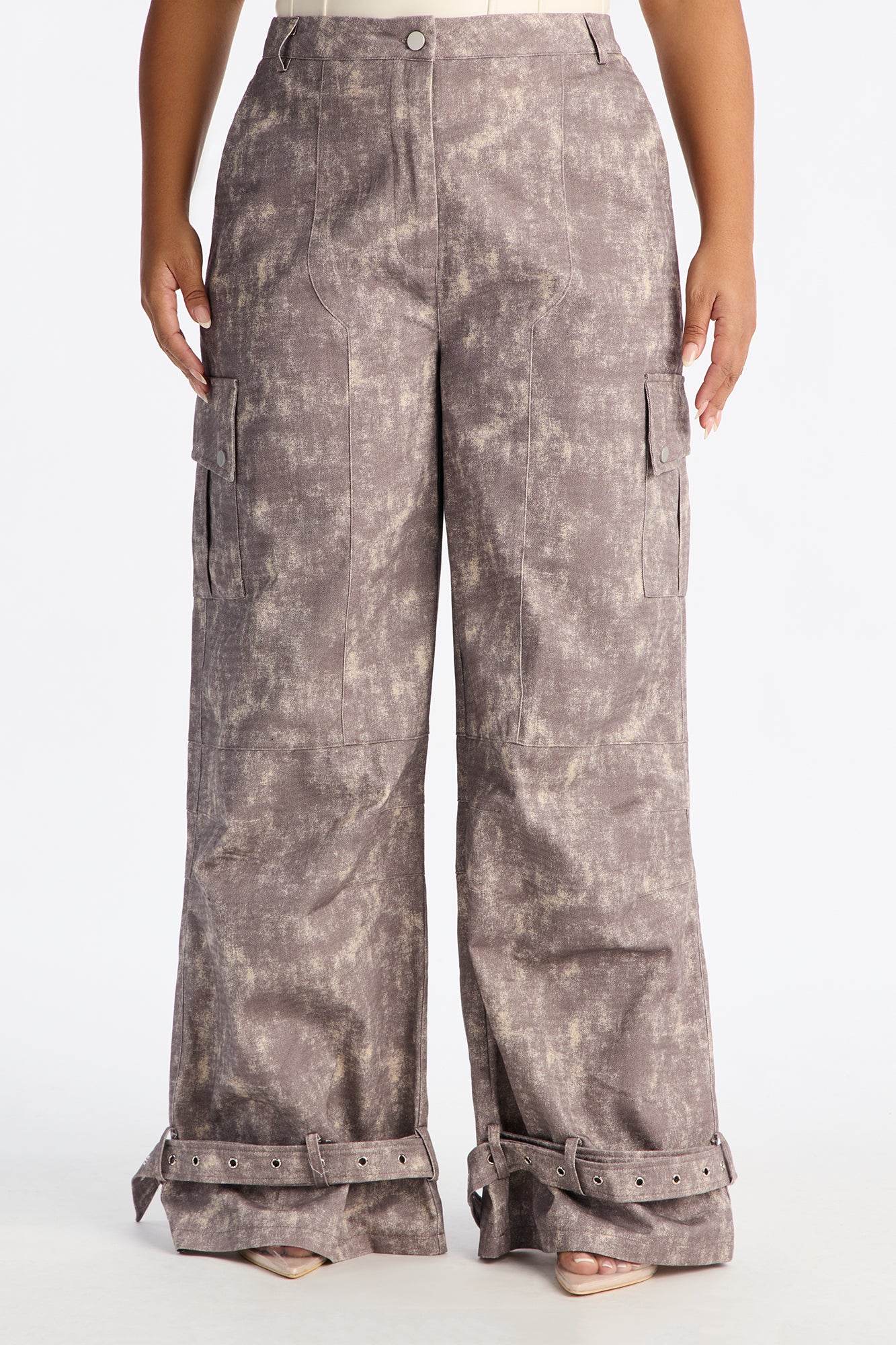 Blair Washed Cargo Wide Leg Pant - Grey/combo