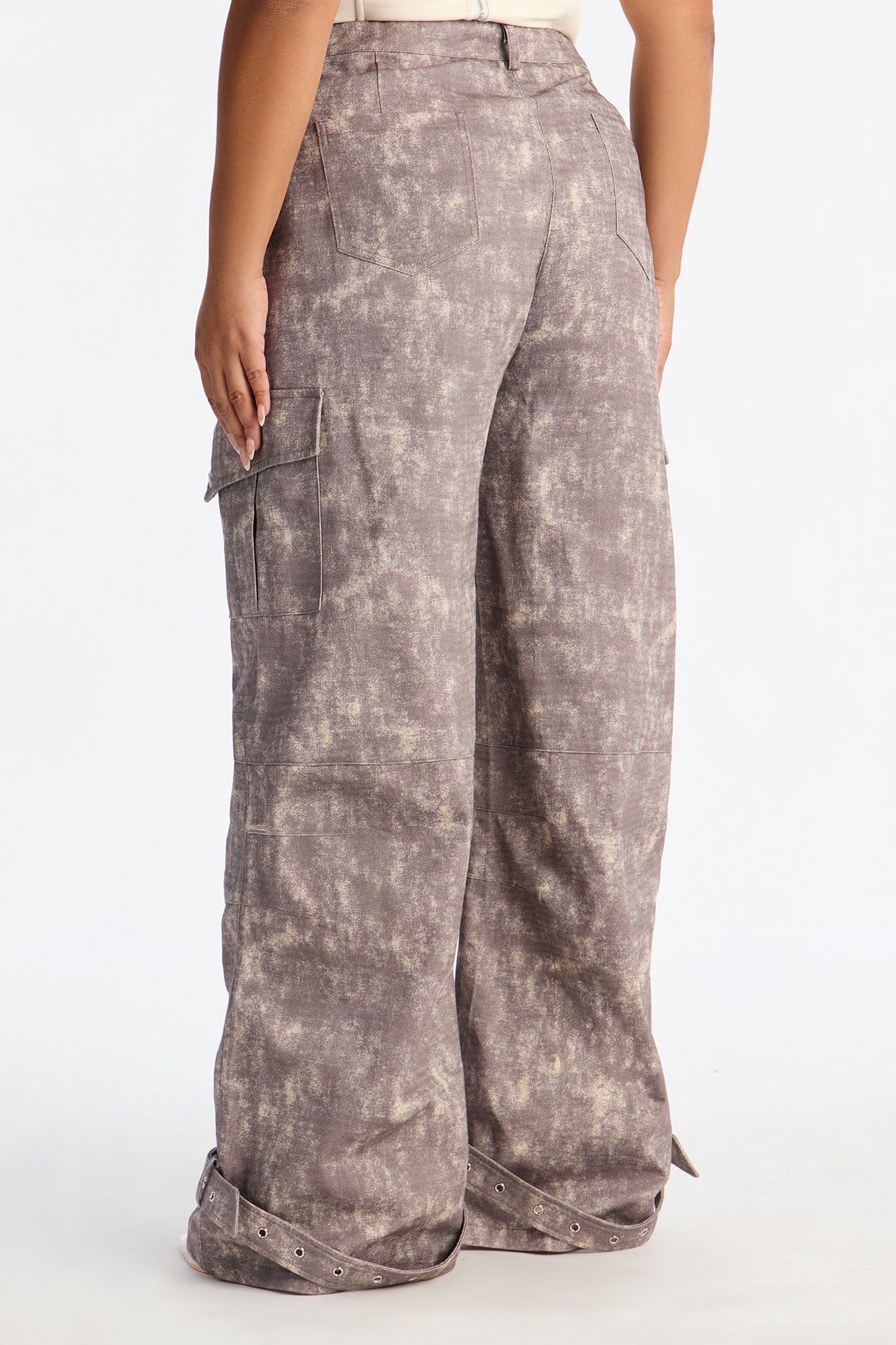 Blair Washed Cargo Wide Leg Pant - Grey/combo