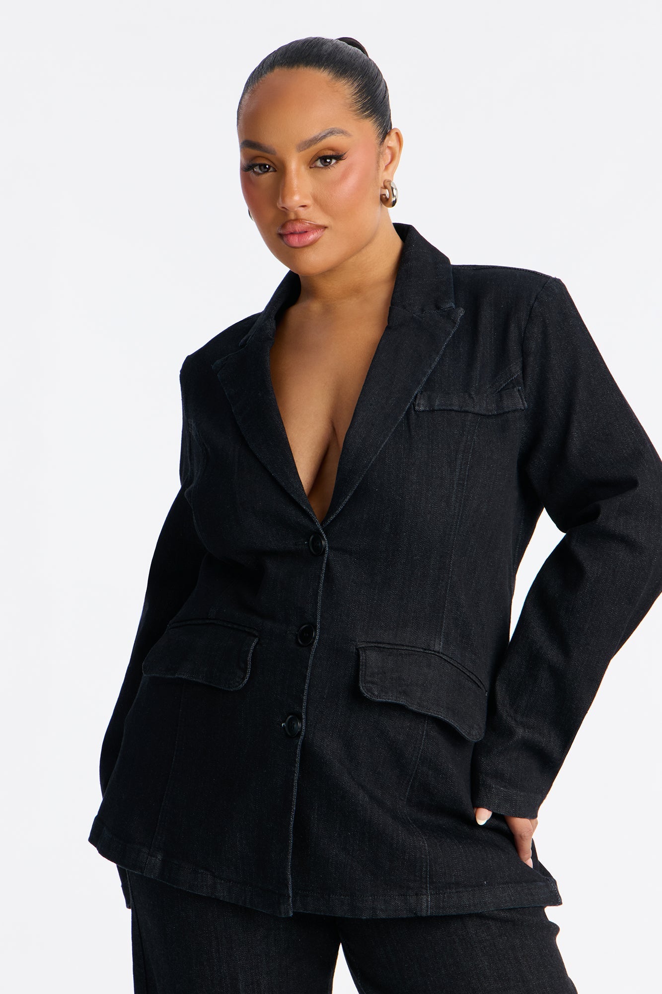 Top Model Influence Denim Pant Set - Dark Denim