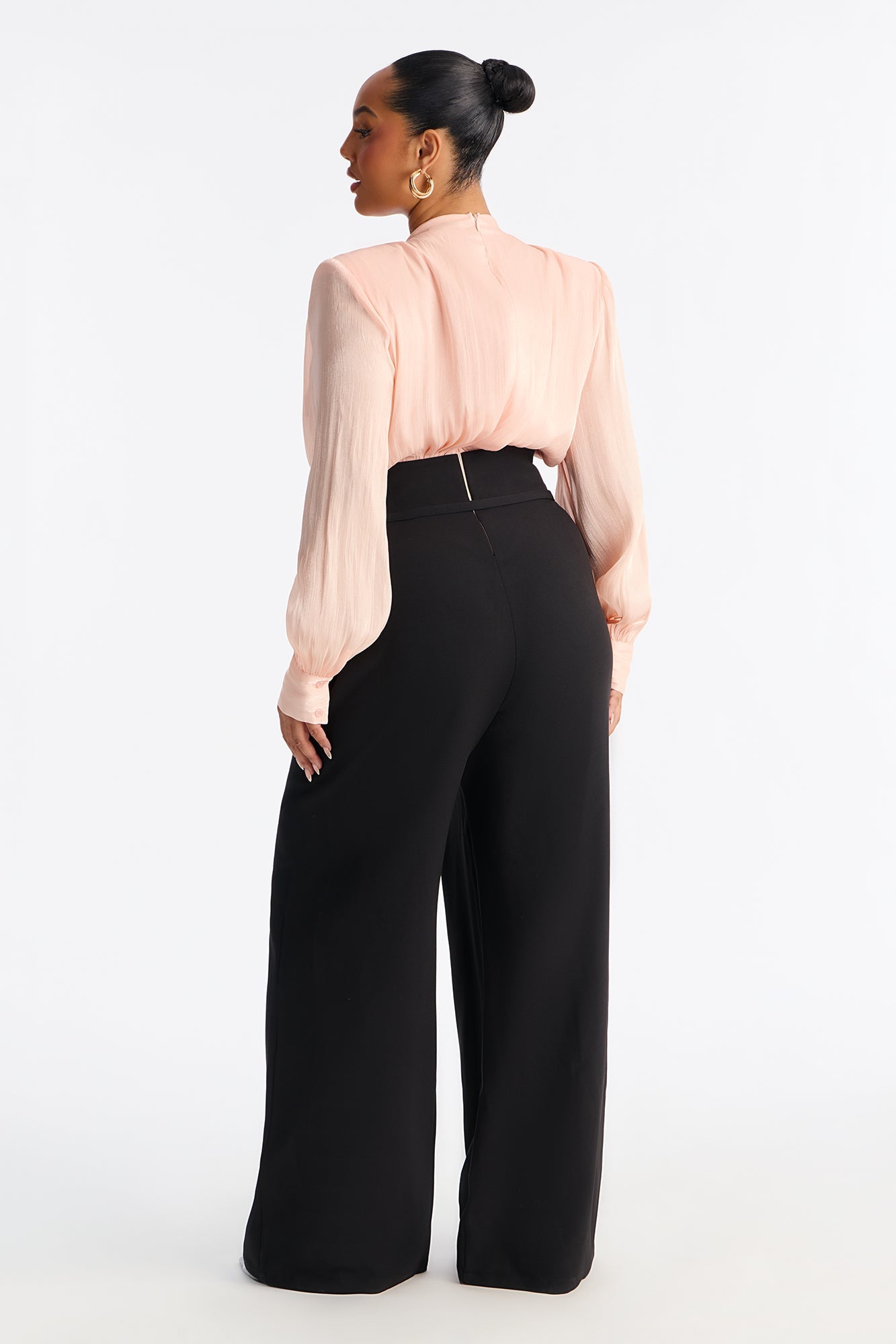 Lucinda Wide Leg Belted Jumpsuit - Peach