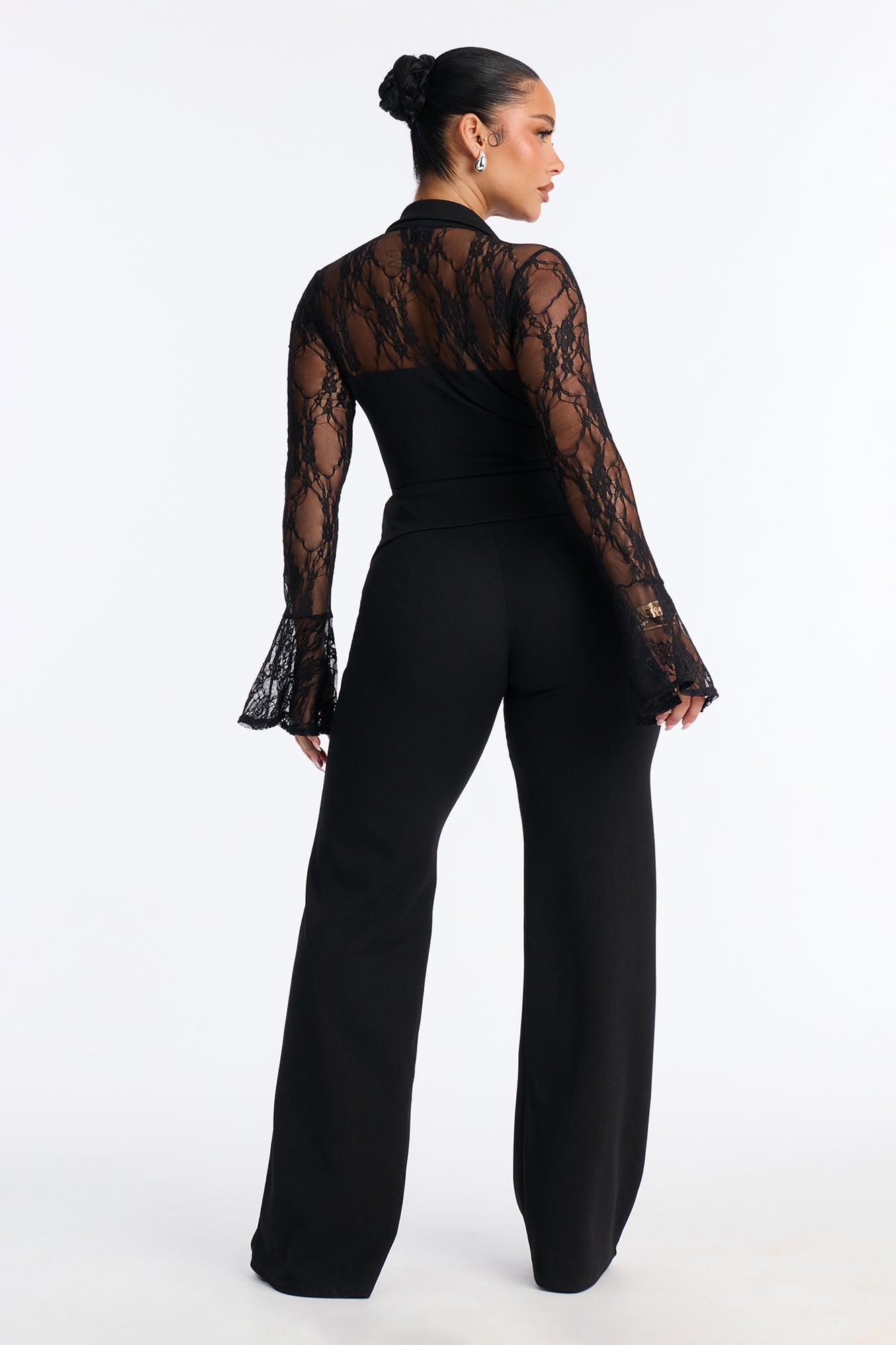 Deliah Lace Pant Set - Black