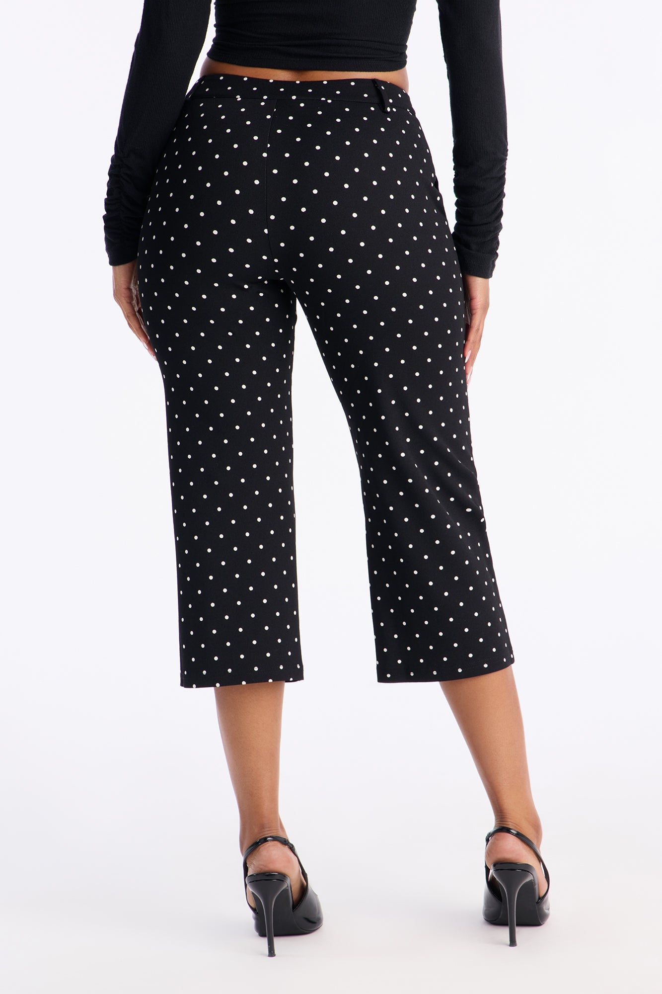 Ramona Polka Dot Capri Pant 21″ - Black