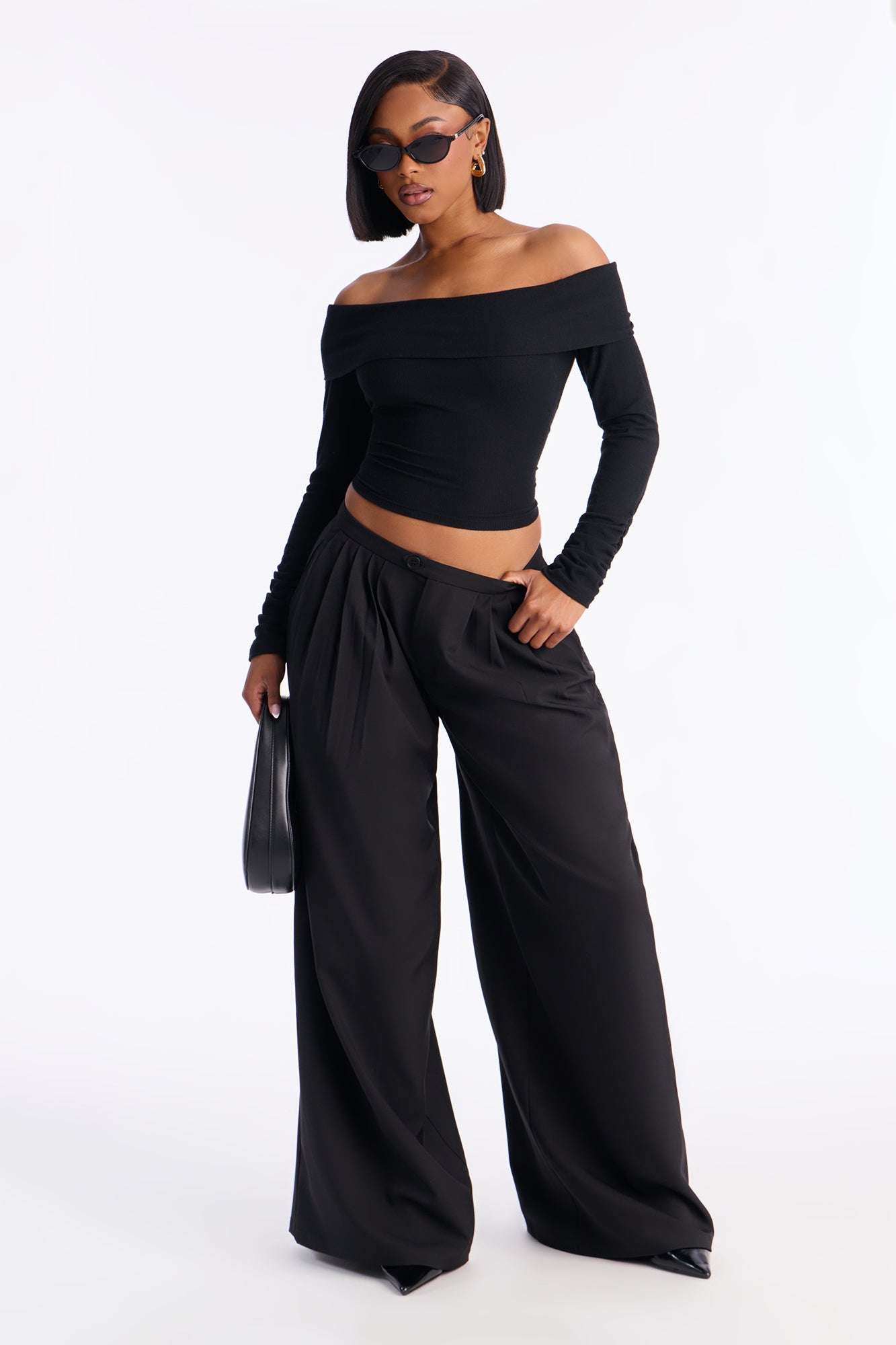 Power Moves Daily Pleated Low Rise Trouser 33″ - Black