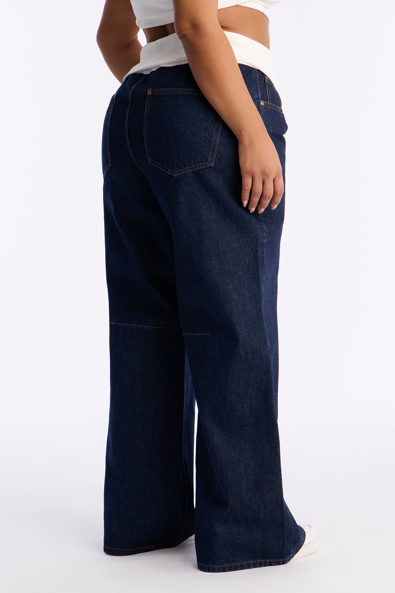 Fairmont Foldover Wide Leg Jeans - Dark Wash
