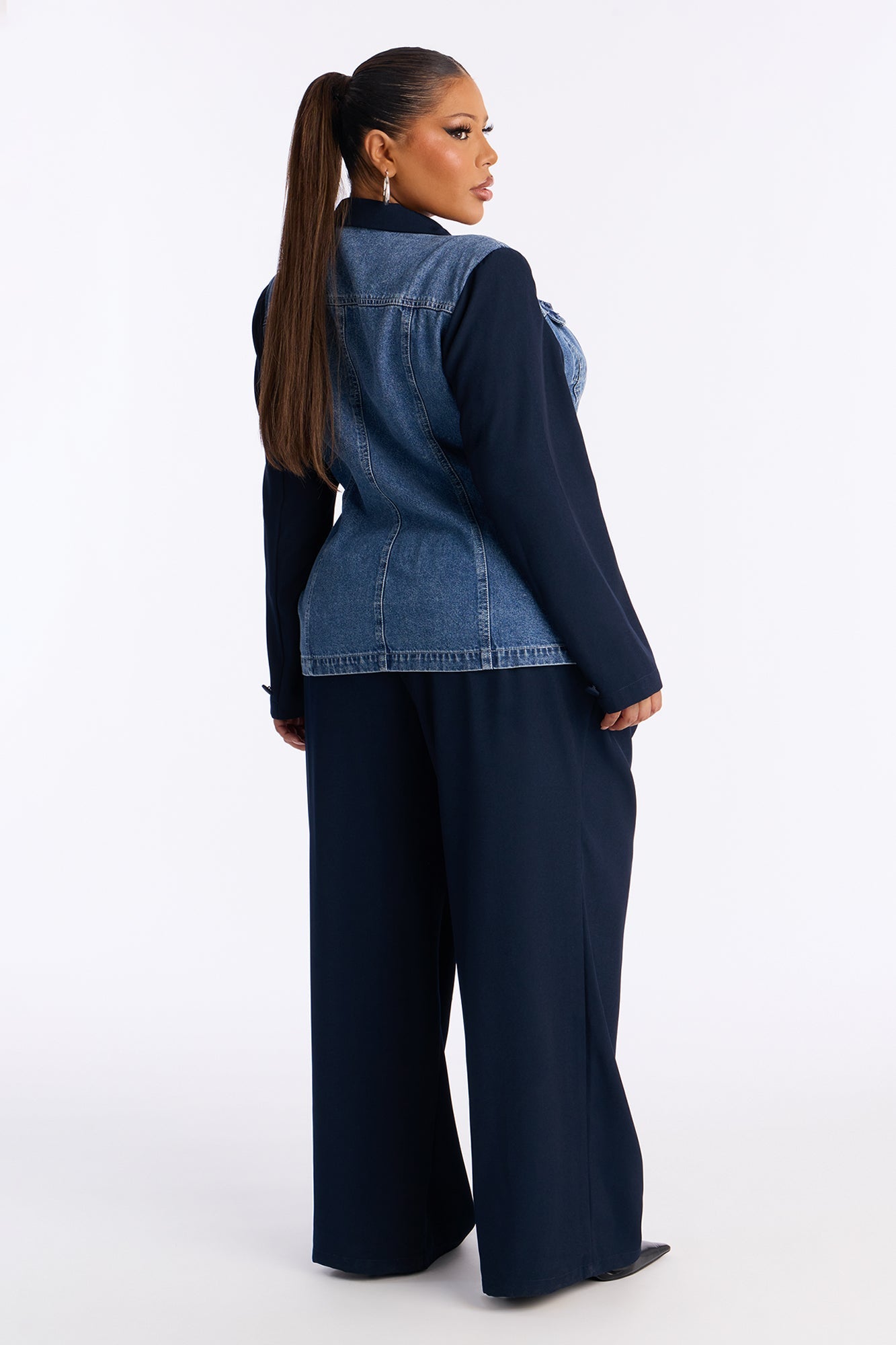 Short Cityscape Remix Blazer Pant Set - Navy