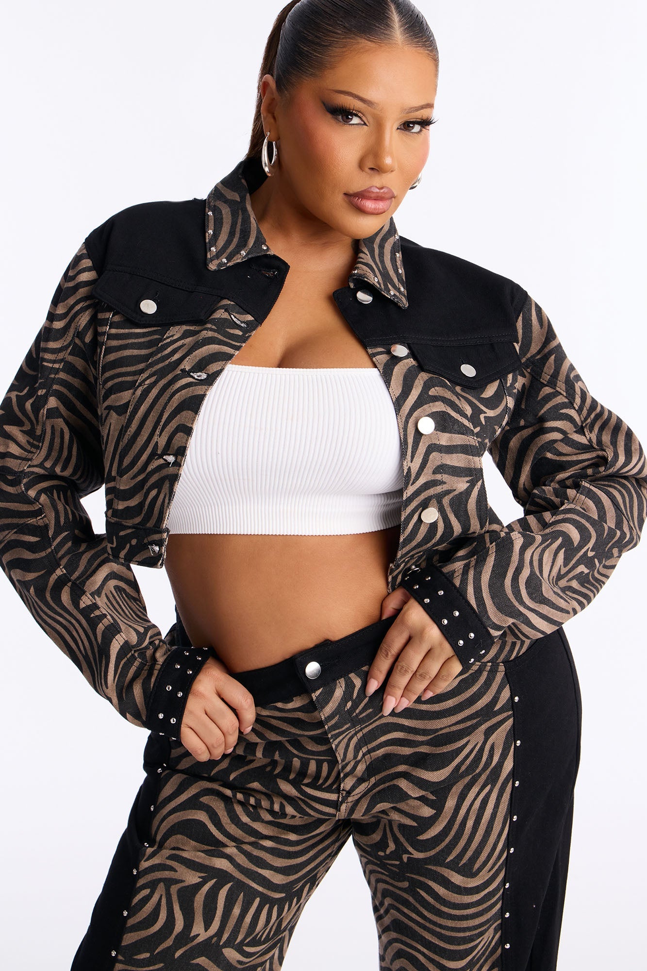 Roam Free Embellished Denim Jacket - Black/combo
