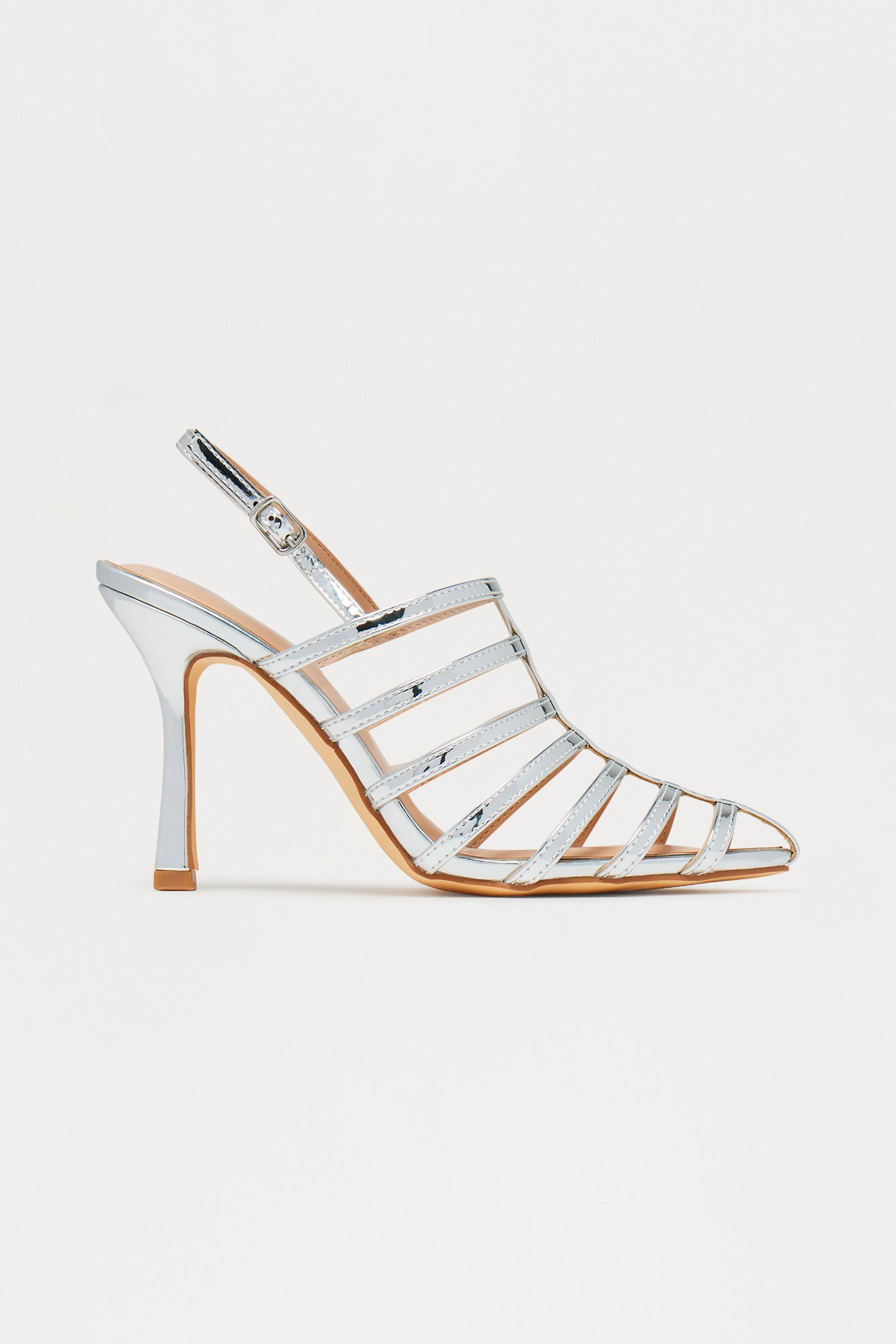 Viviette Metallic Slingback Pumps - Silver