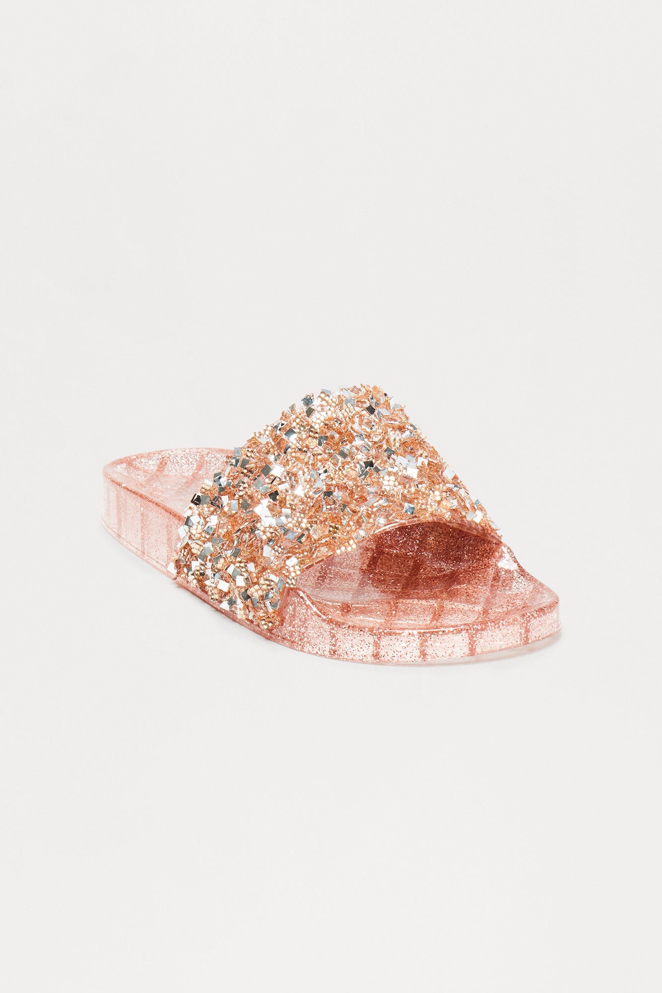 Paisy Glitter Jelly Slides - Rose Gold