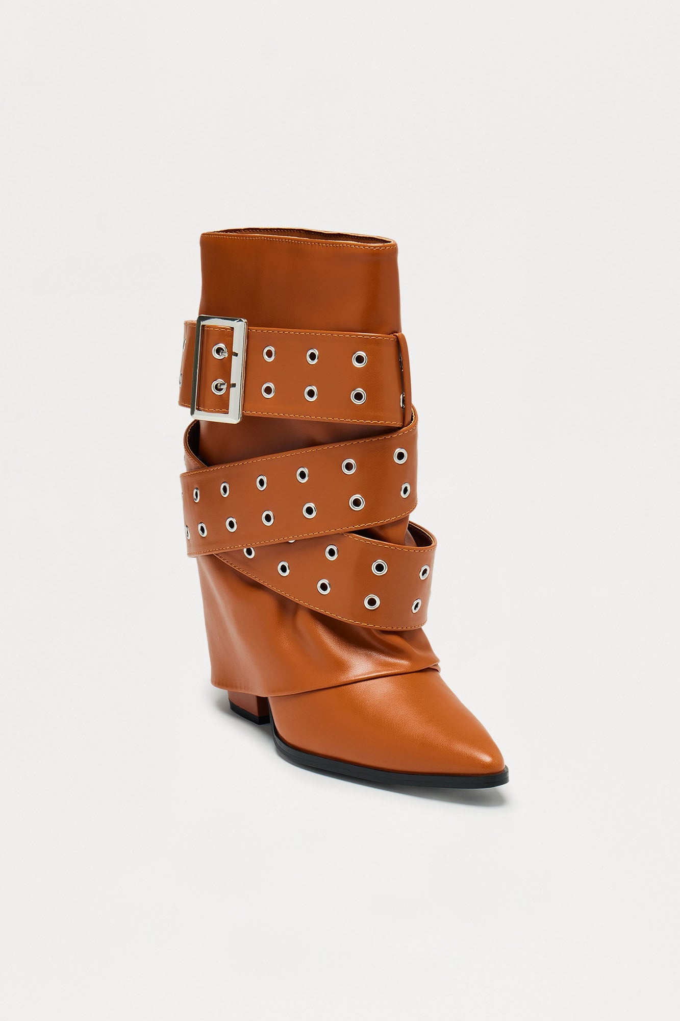 Loxley Buckle Overlay Boots - Tan