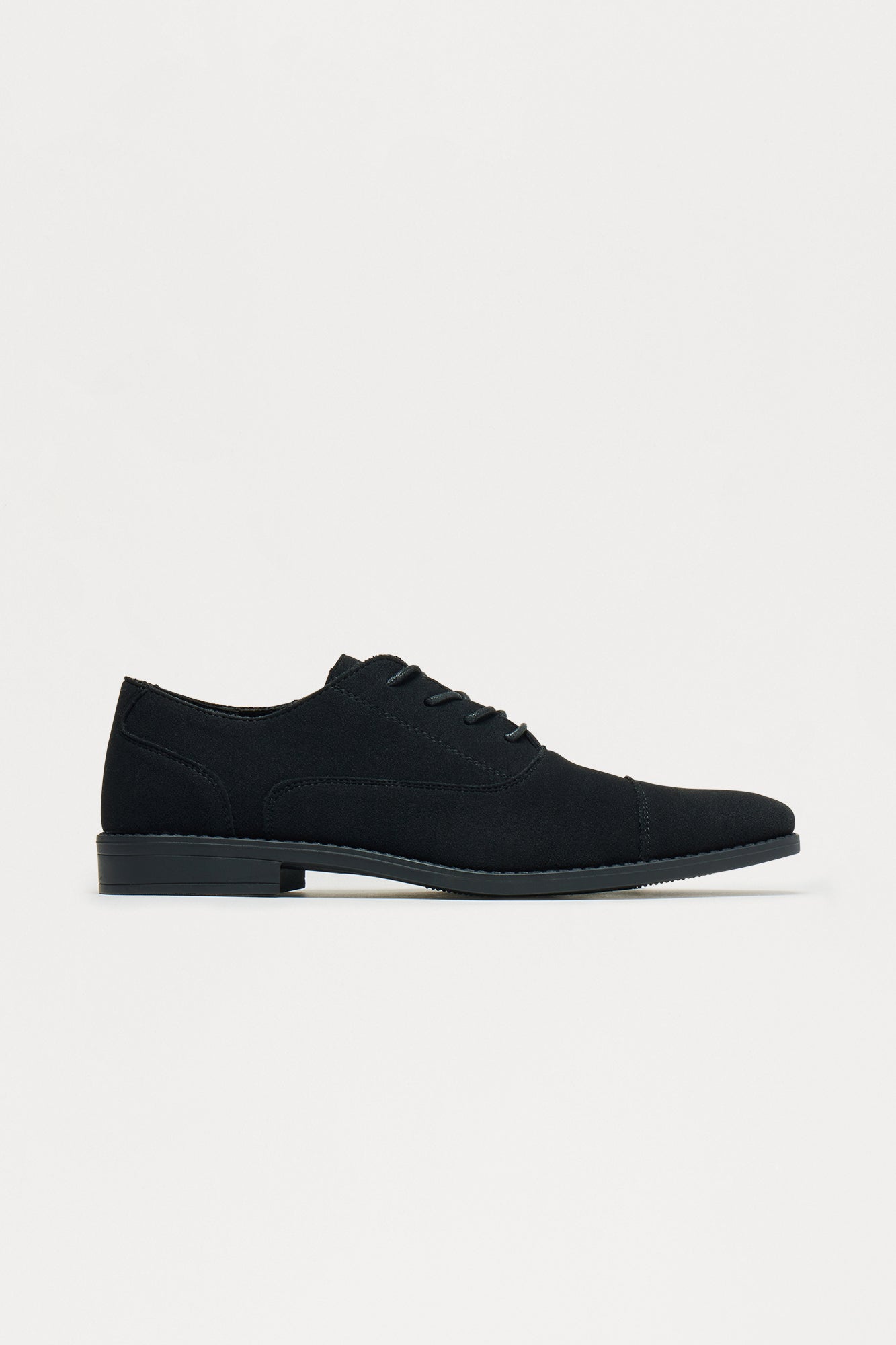 Classic Textured Lace Up Cap Toe Oxford - Black
