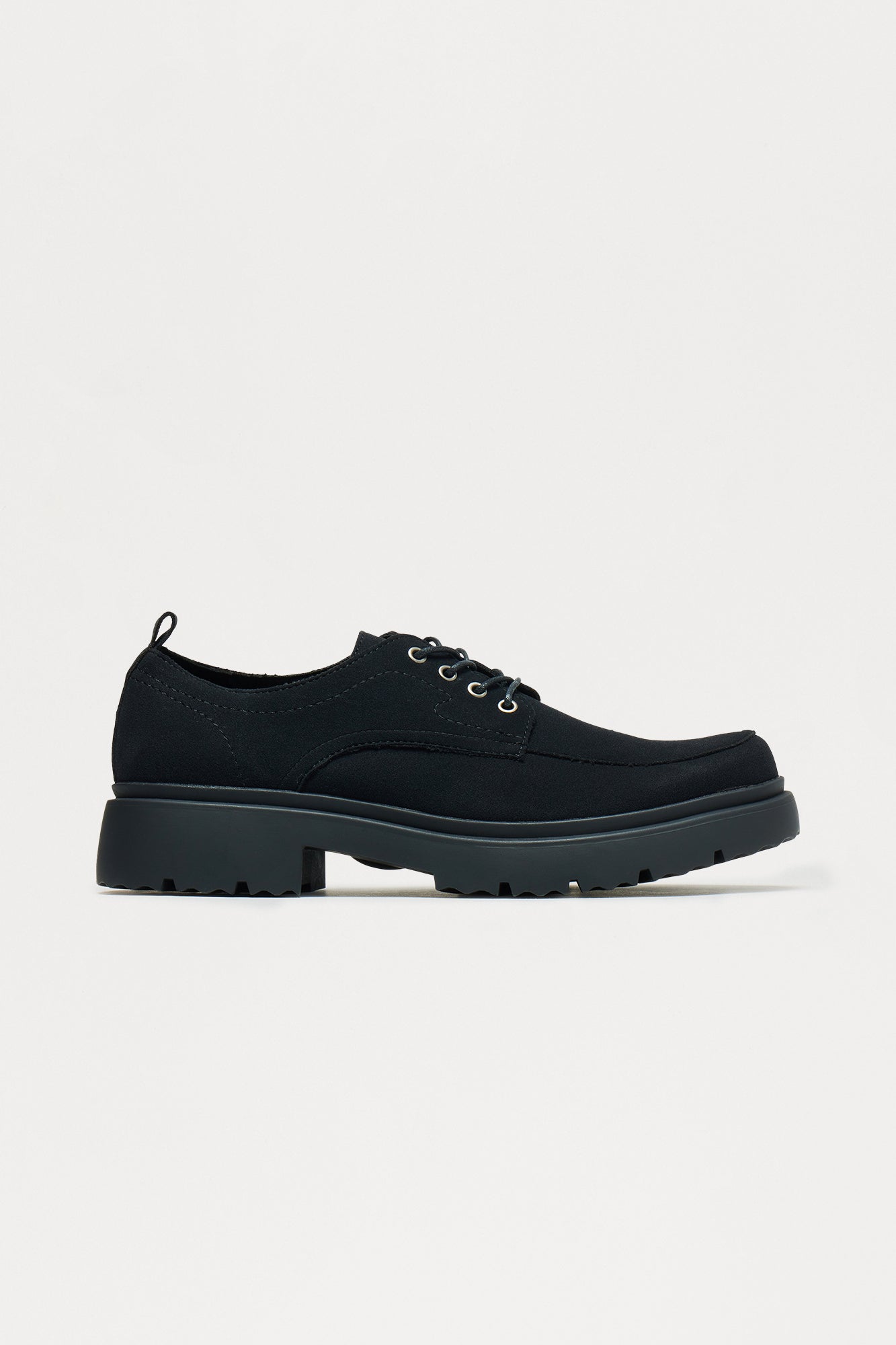 Textured Chunky Lace Up Shoes - Black